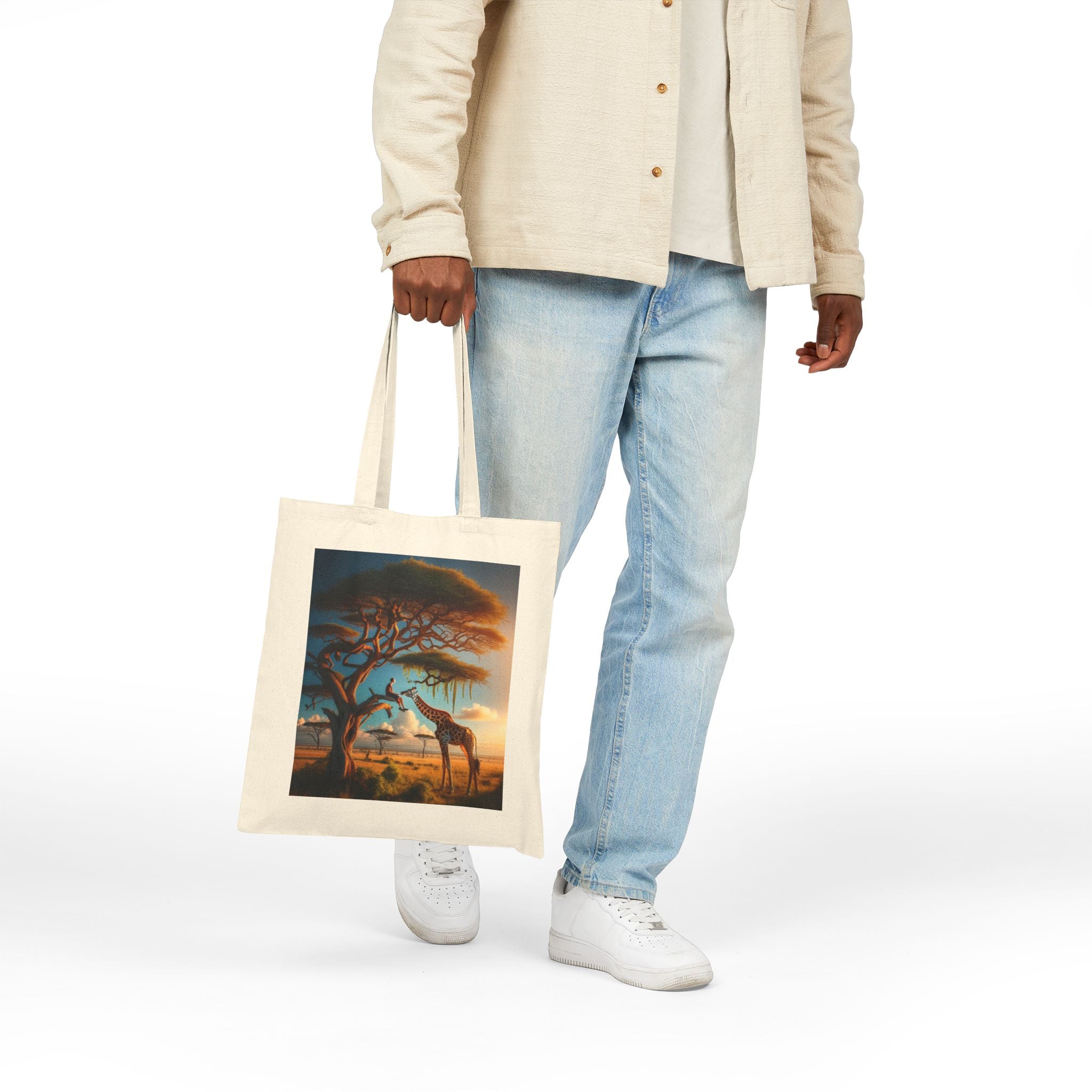 African Sunset Giraffe - Cotton Canvas Tote Bag