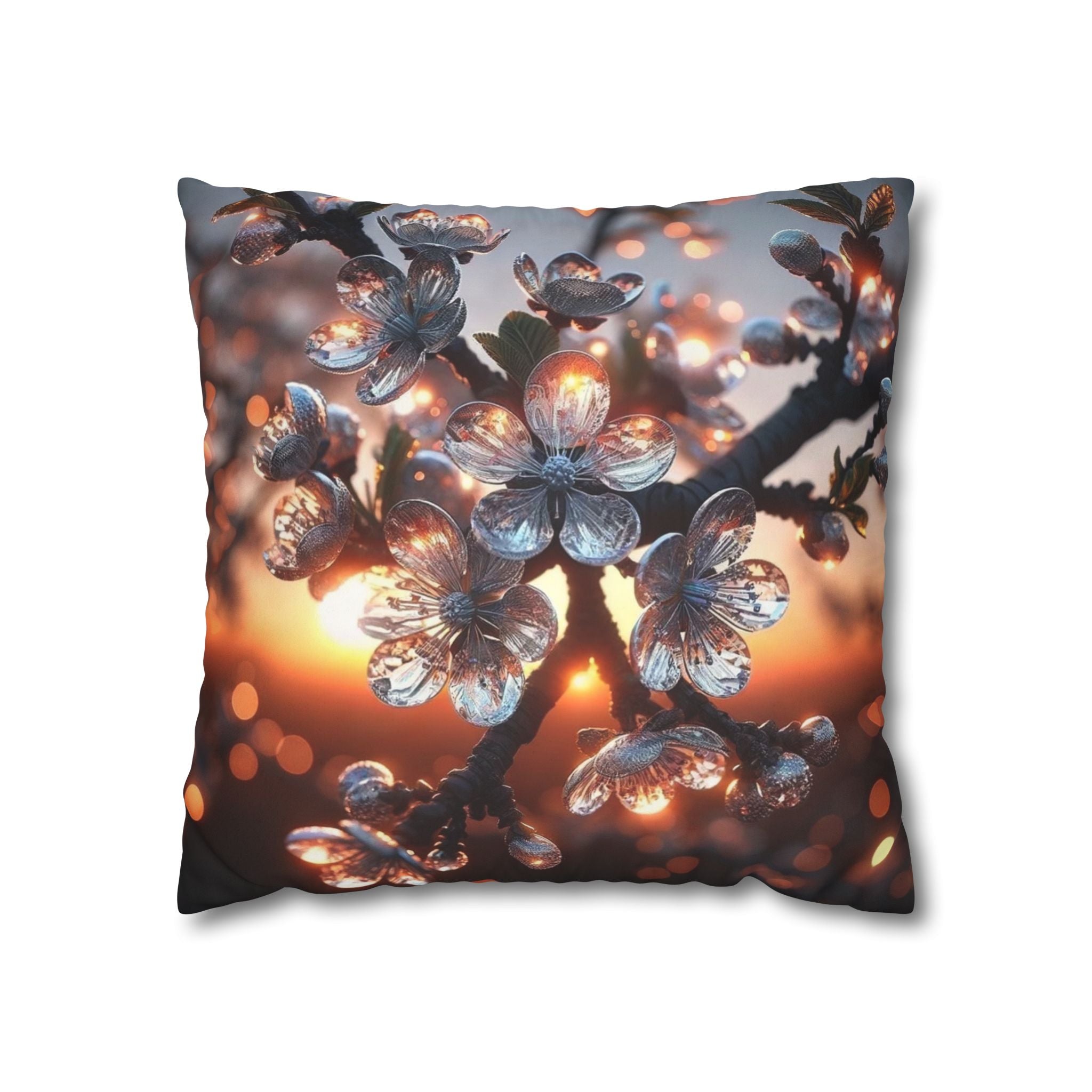 White, diamond flowers (in the evening) - Suede Square Pillowcase