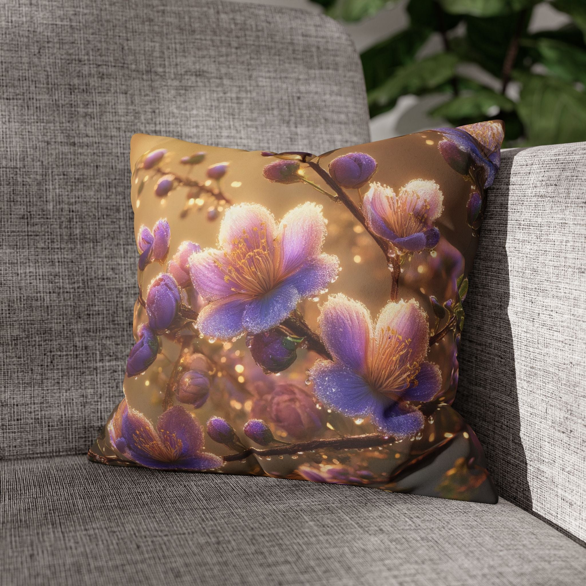 Purple and white flowers - Suede Square Pillowcase