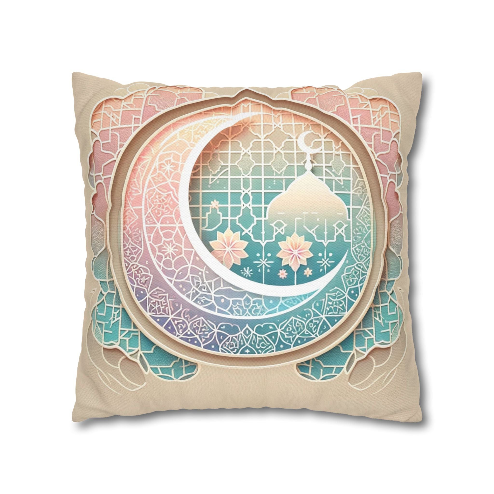 Islamic Art - peach coloured - Polyester Square Pillowcase