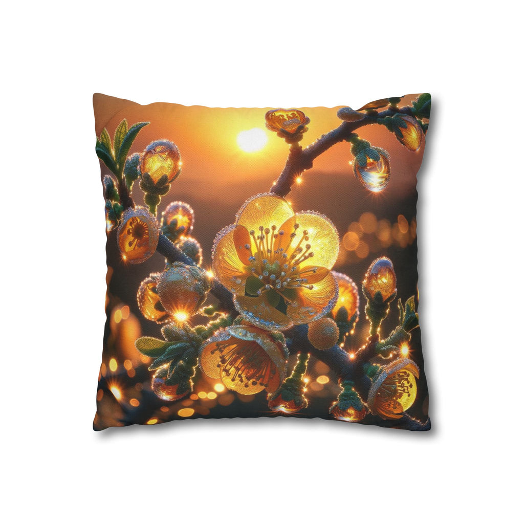 Yellow diamond-like flowers - Polyester Square Pillowcase