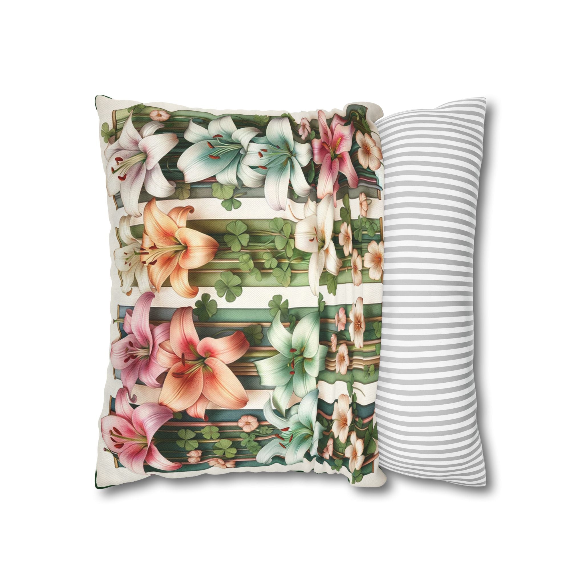 Lilies with little leaves - Polyester Square Pillowcase