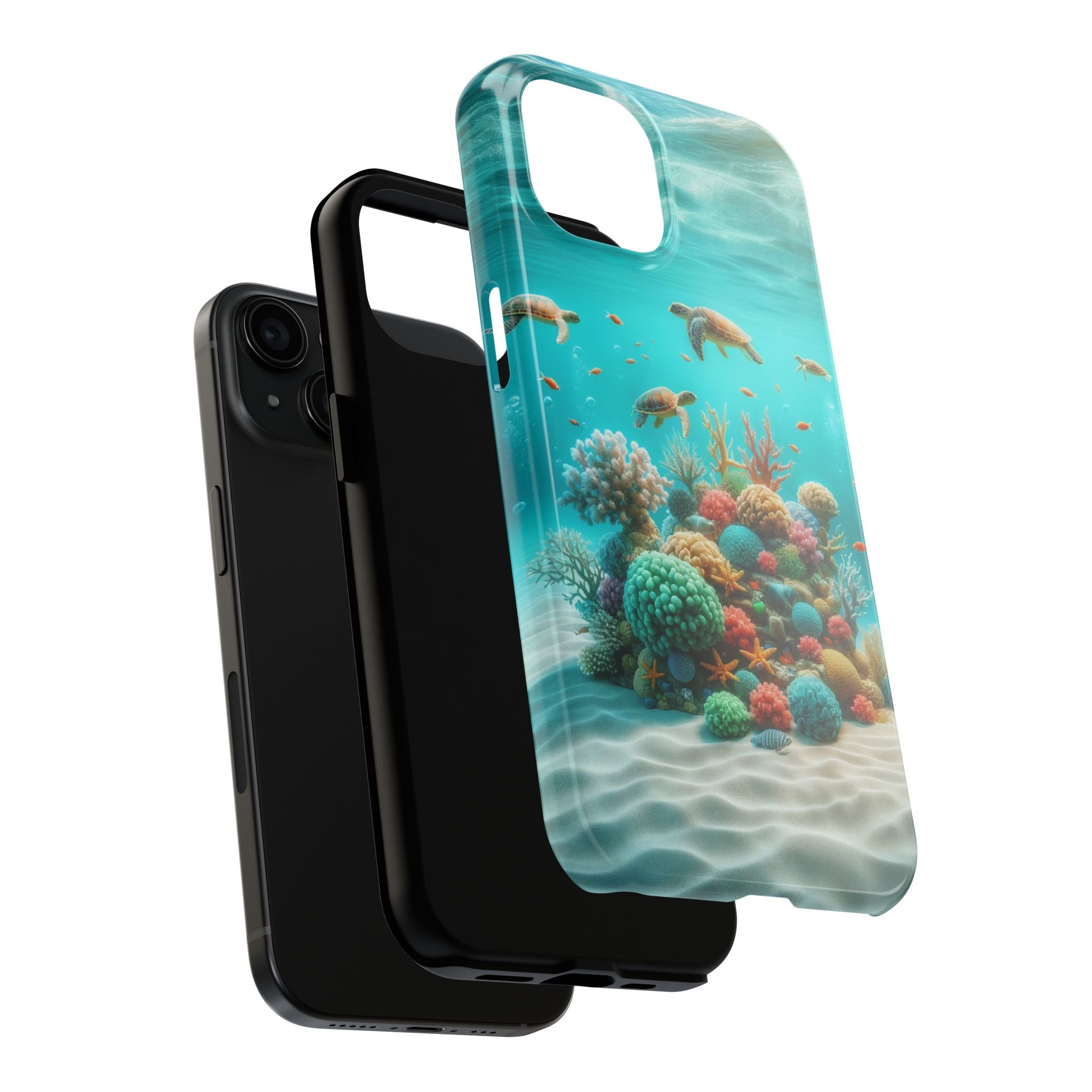 Phone Cases - Turtles on Coral Reef Design