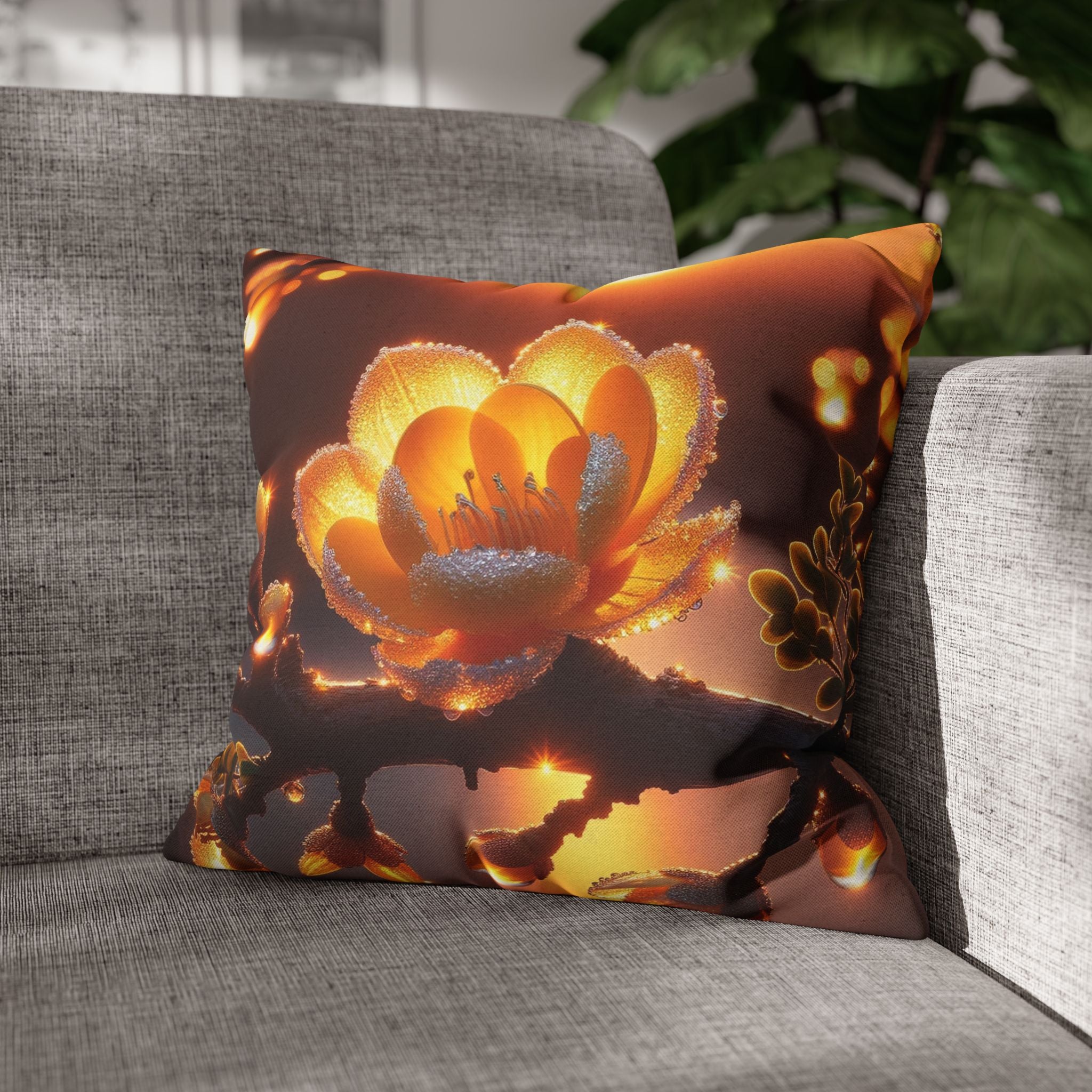 Big yellow flower  - Polyester Square Pillowcase