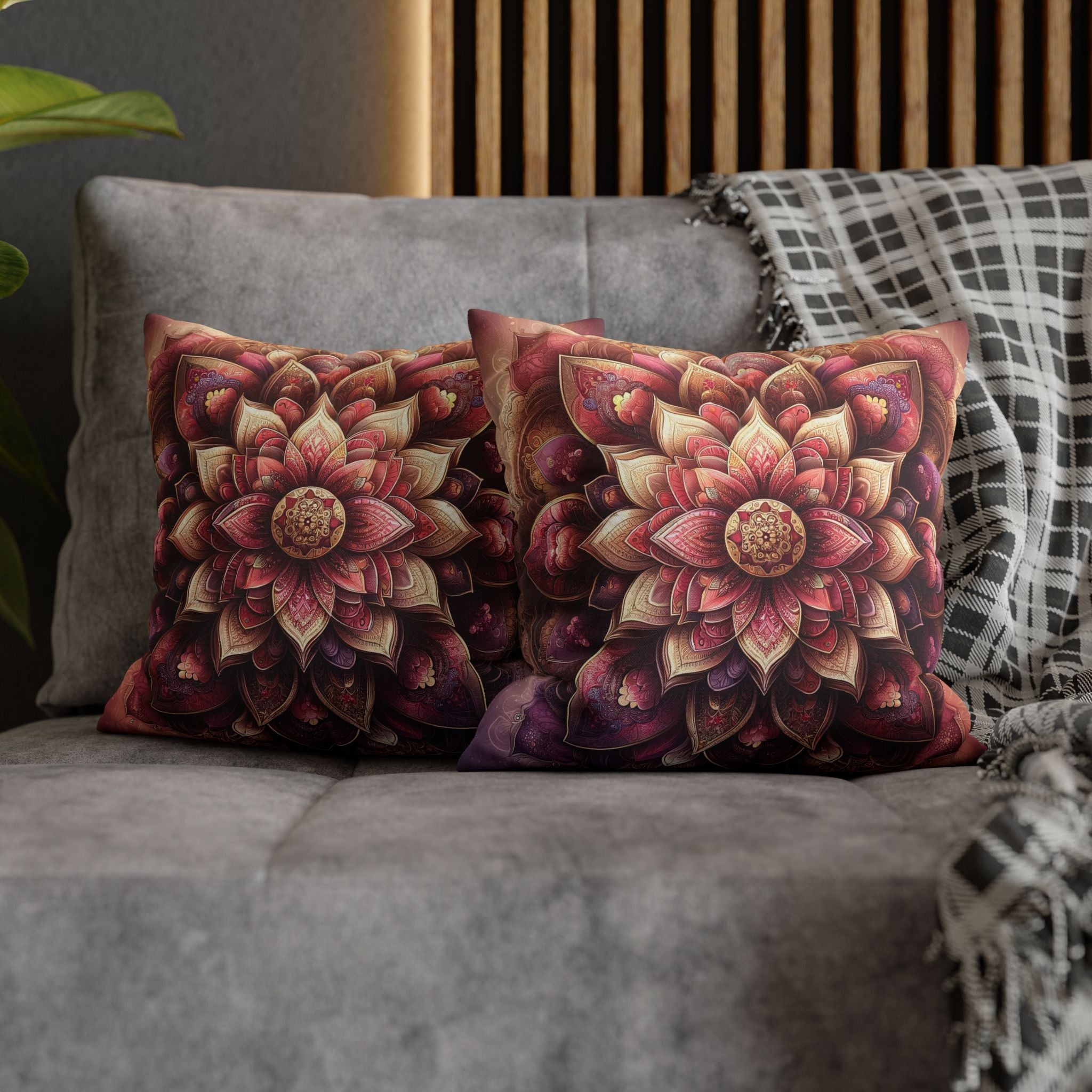 Mandala - Pink design - Spun Polyester Square Pillowcase