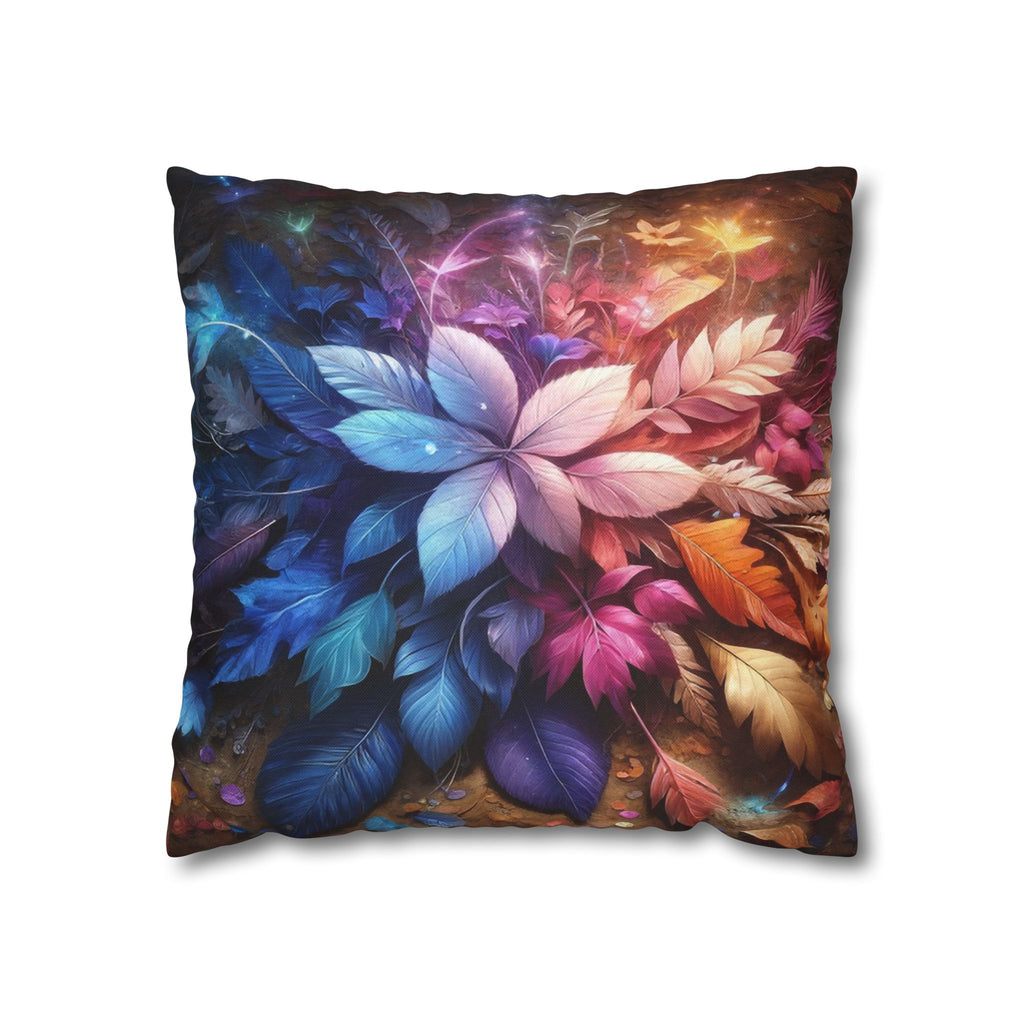 Pastel coloured magical Leaves - Polyester Square Pillowcase