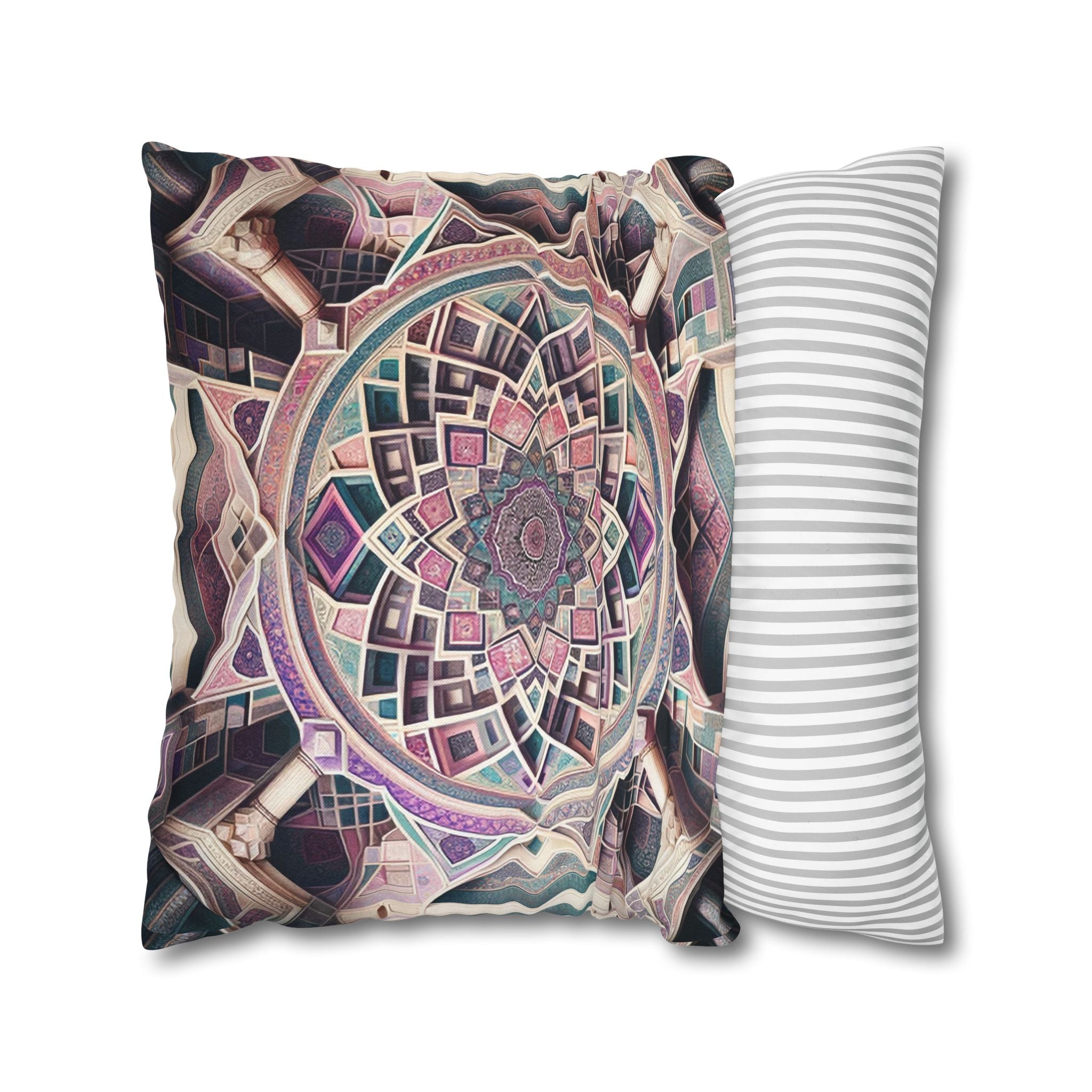 Persian art, grey-pink - Polyester Square Pillowcase