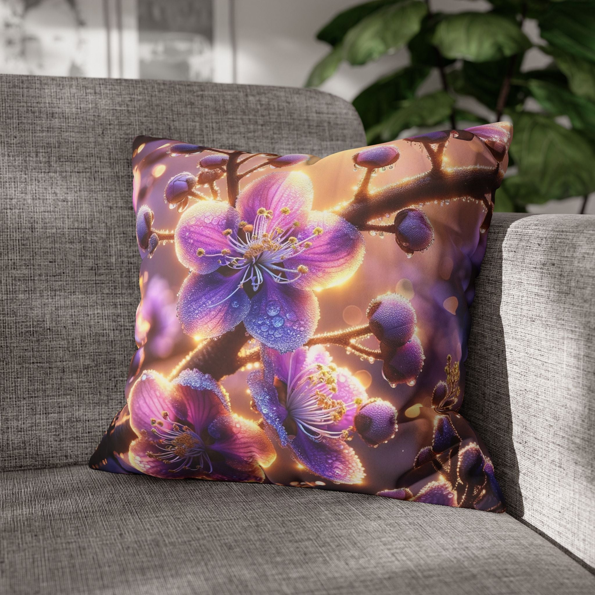 Lavender coloured flowers - Suede Square Pillowcase