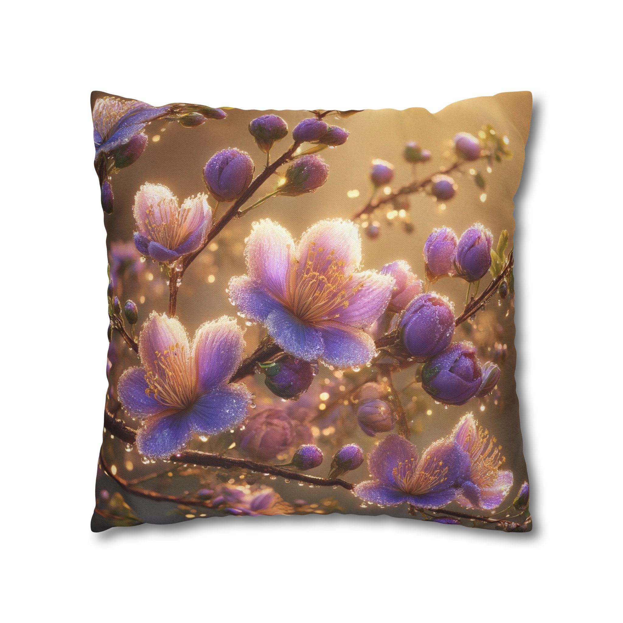 White-lavender flowers - Polyester Square Pillowcase