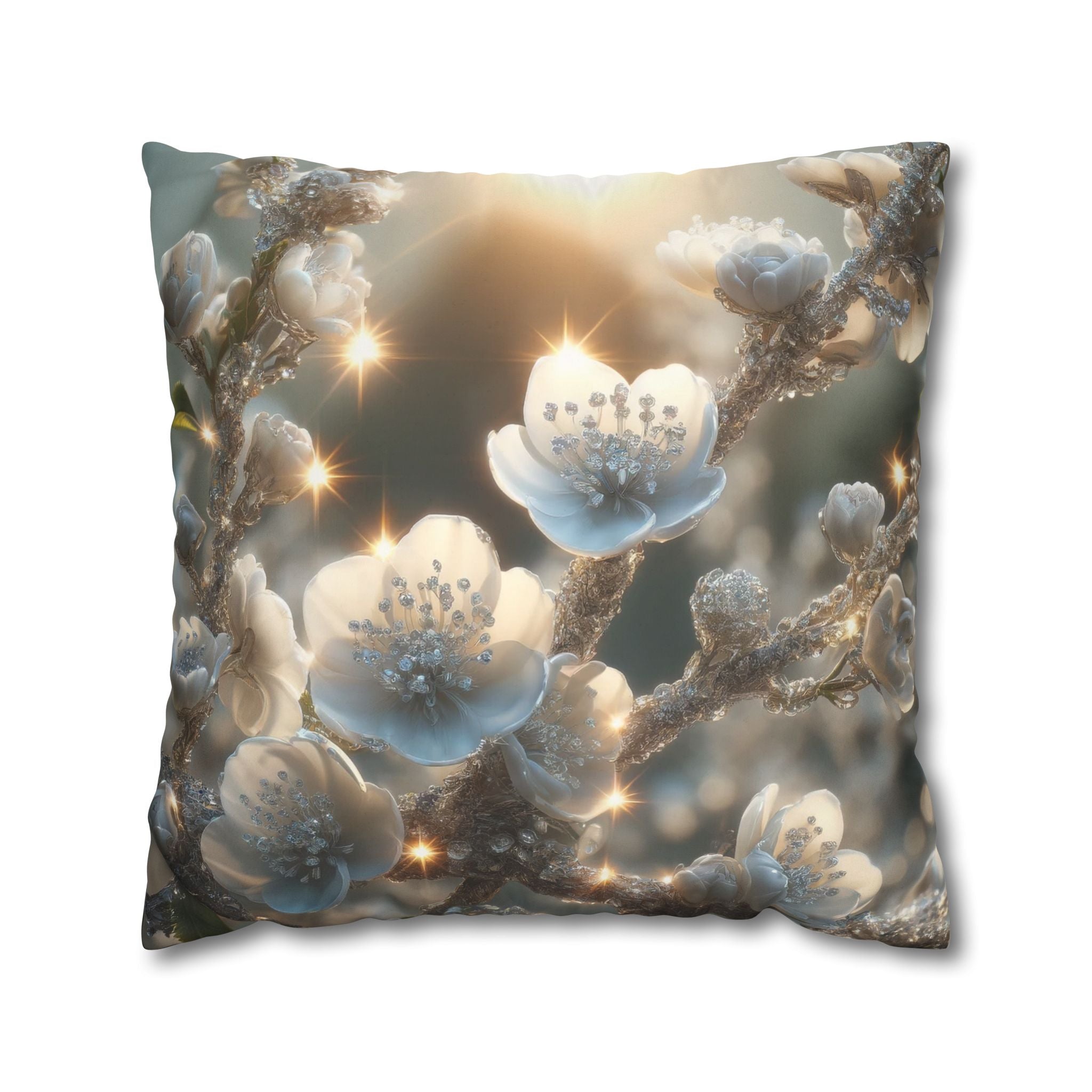 Silver, diamond flowers - Suede Square Pillowcase