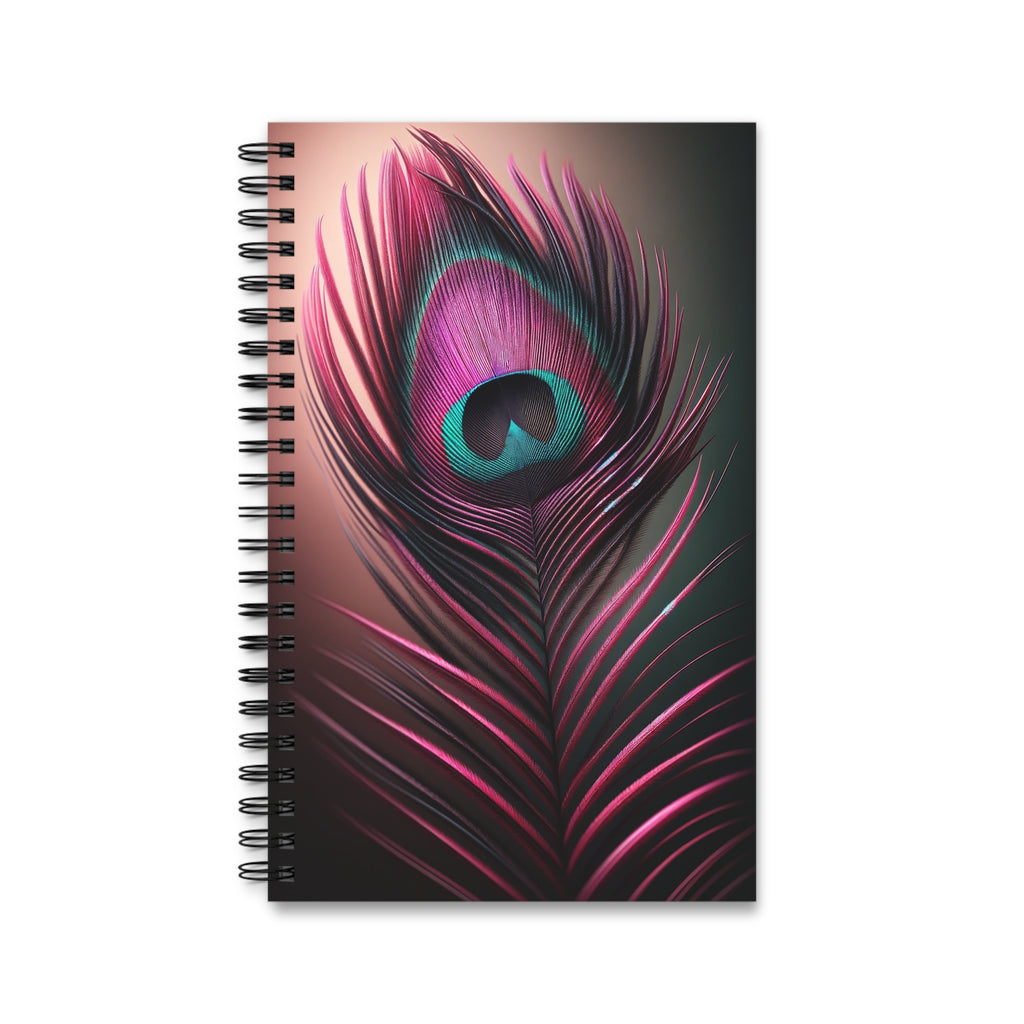 Fantasy Peacock Feather Fuchsia-Black - Spiral Journal