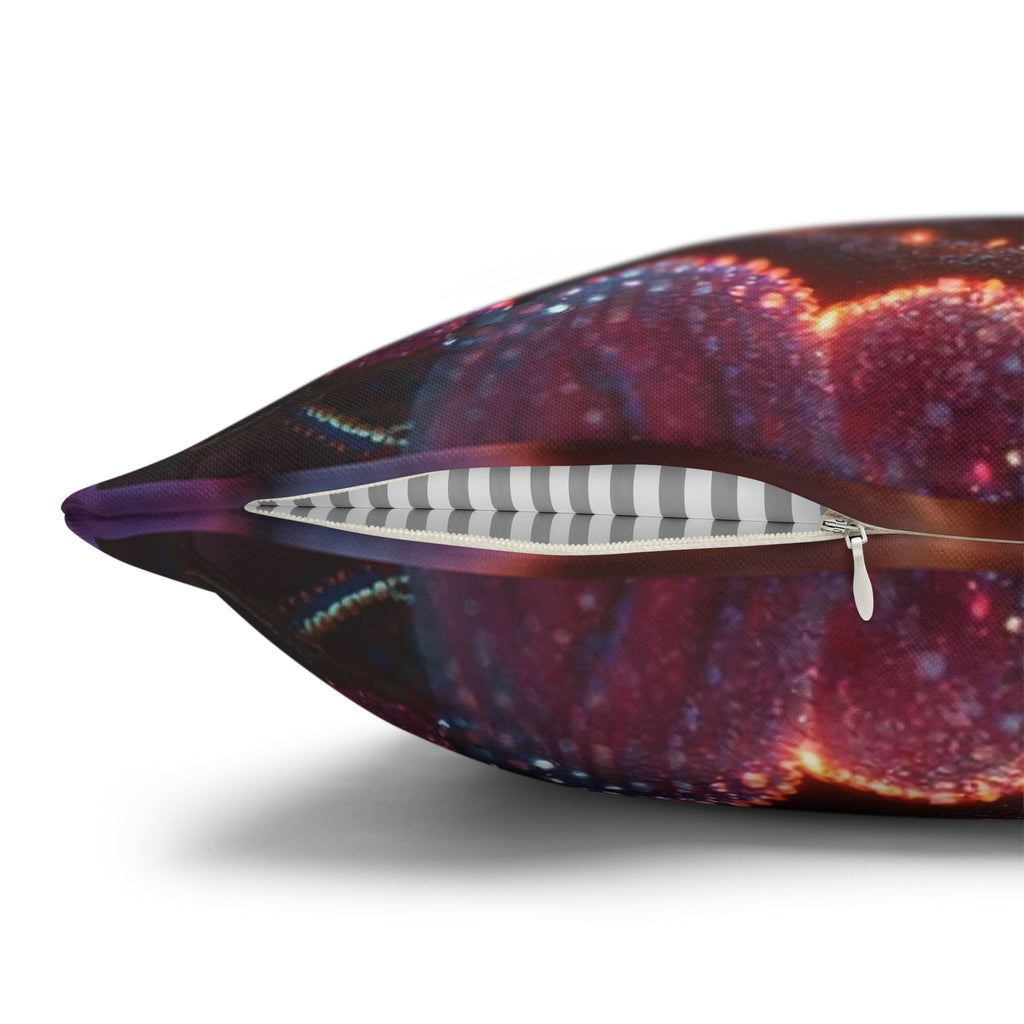 Multiple sized Pink flowers - Polyester Square Pillowcase