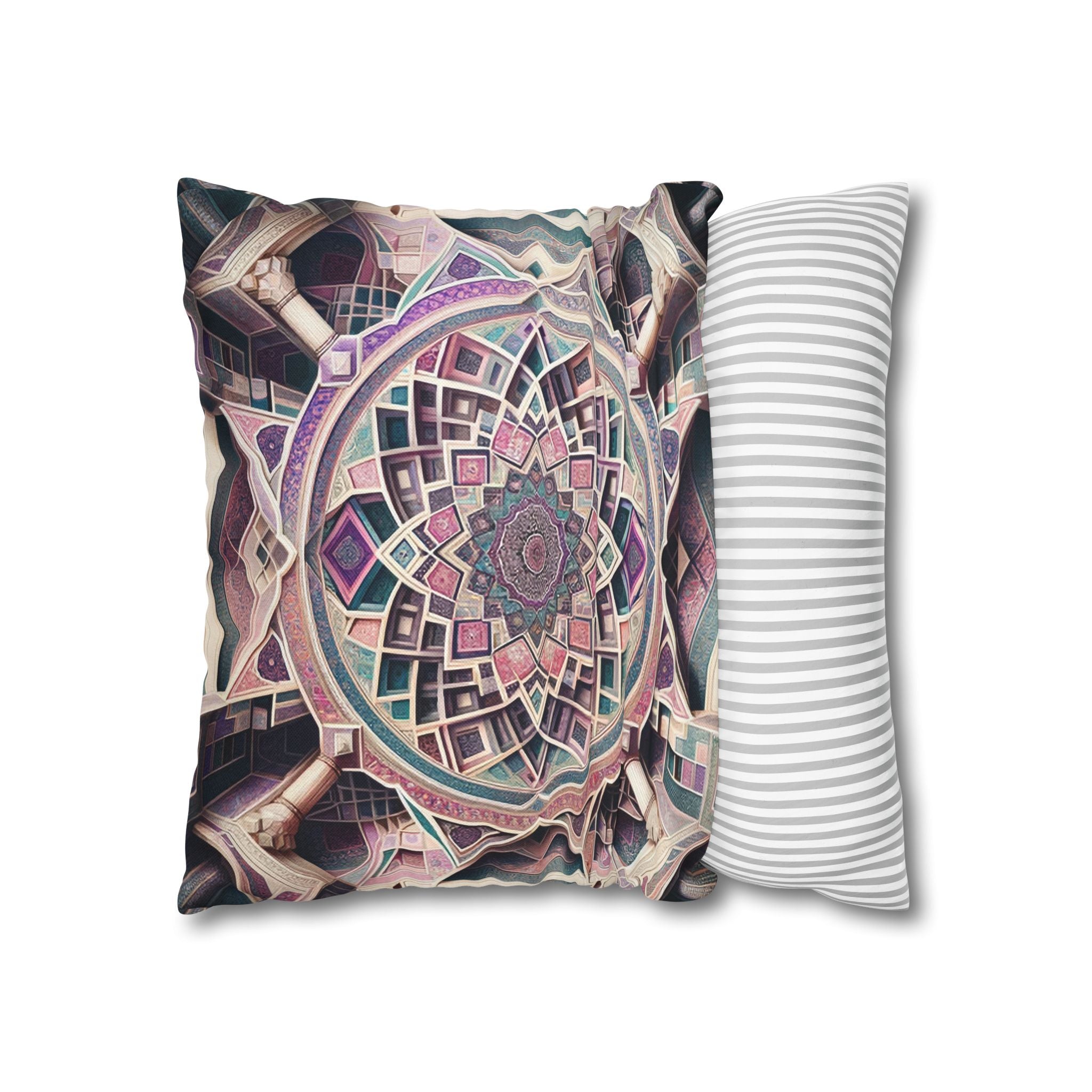 Persian art, grey-pink - Polyester Square Pillowcase