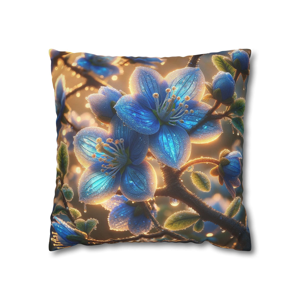 Large blue flowers  - Suede Square Pillowcase