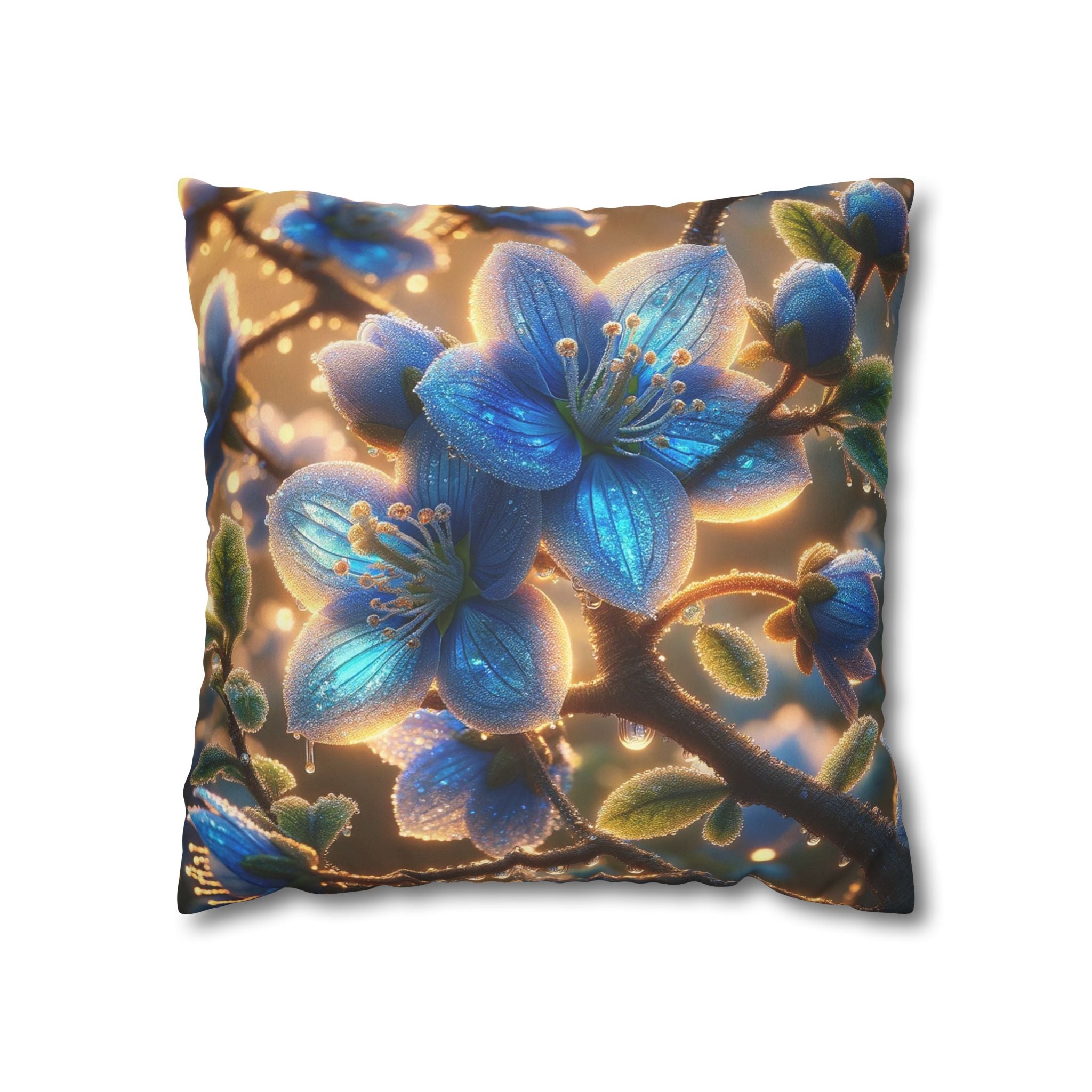 Large blue flowers  - Suede Square Pillowcase