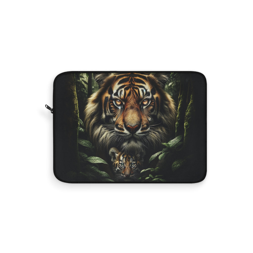 Tiger protecting her kitten - Laptop Sleeve