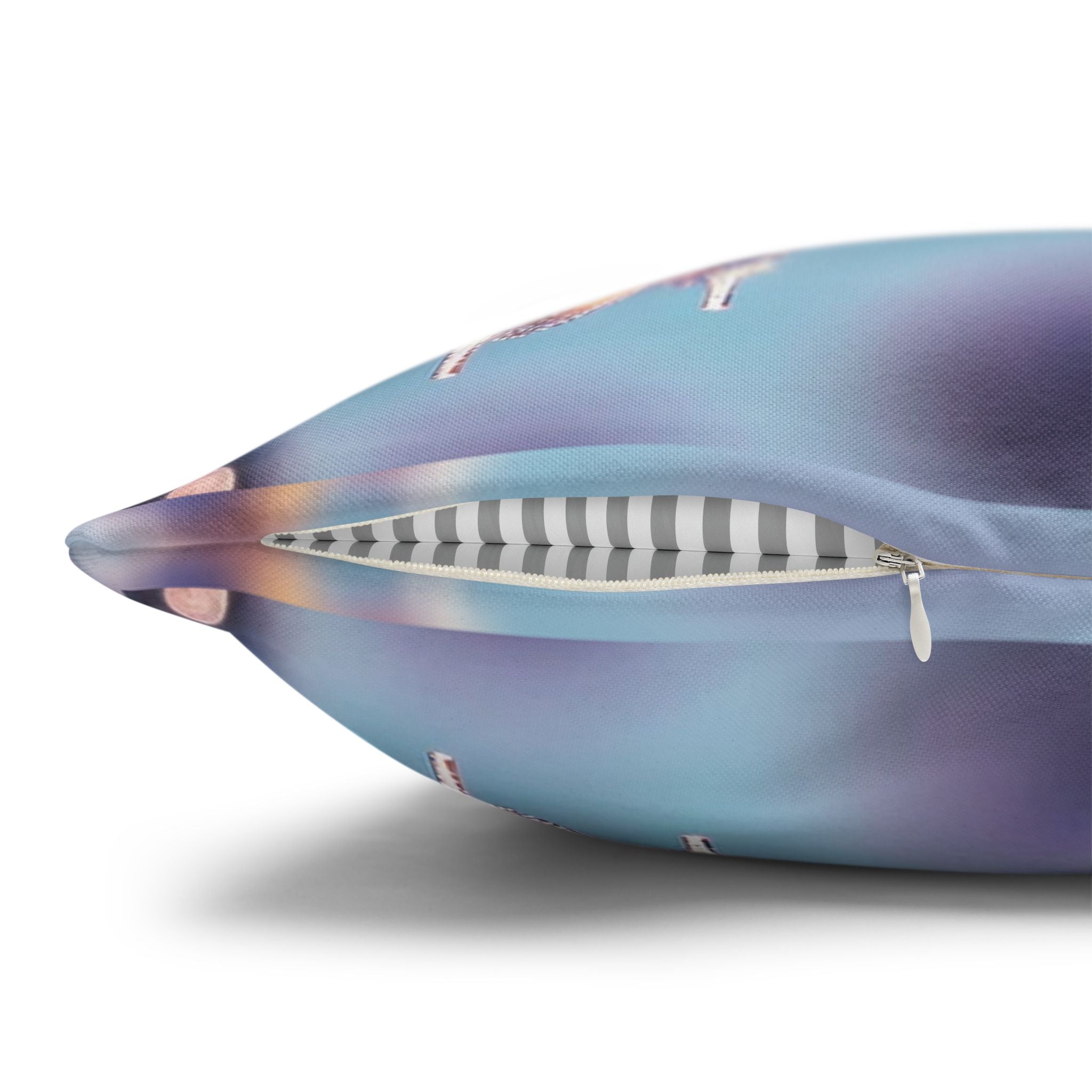 Lavender coloured flowers with sky blue background -  Polyester Square Pillowcase