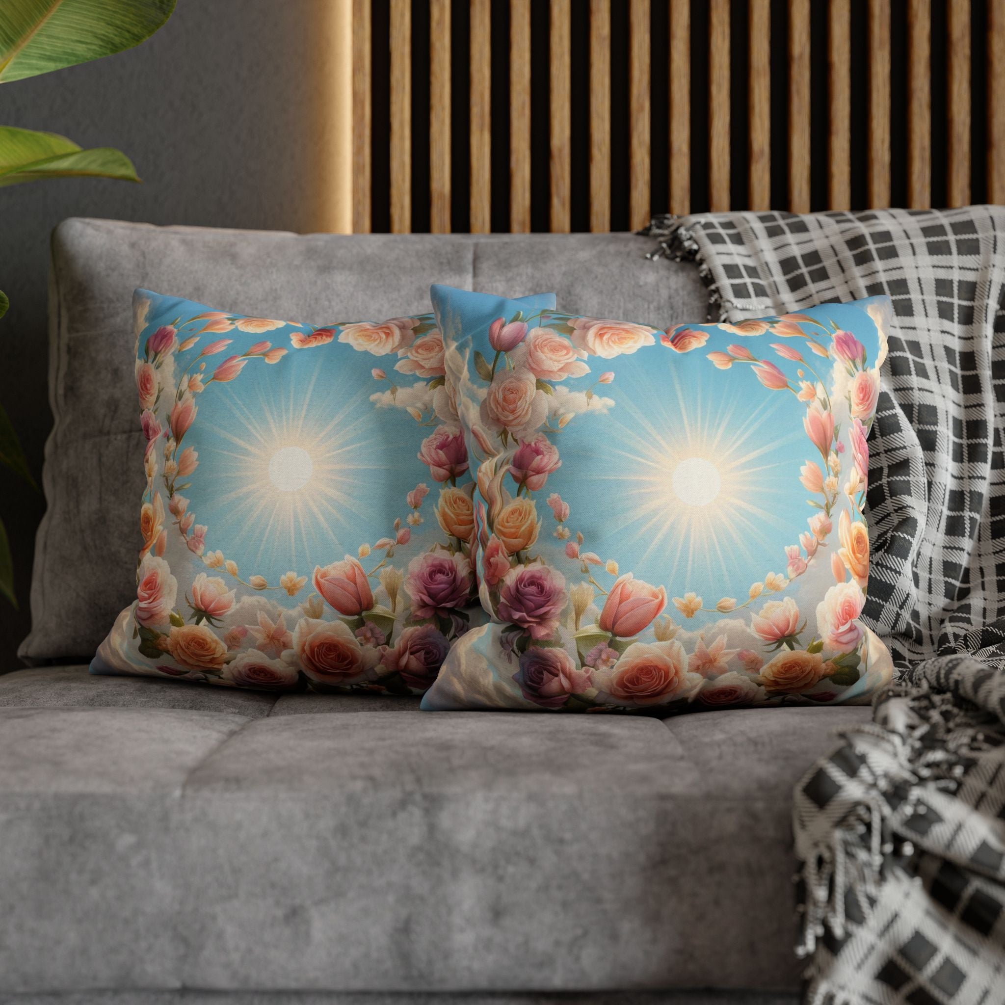 Roses in a circle - Polyester Square Pillowcase