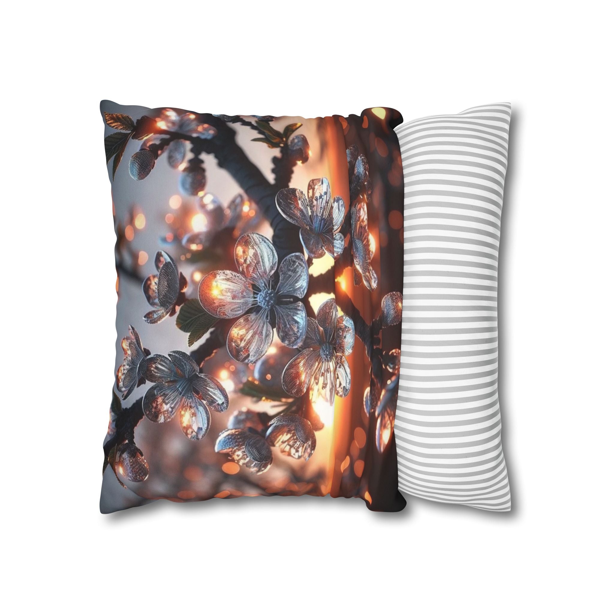 White, diamond flowers (in the evening) - Suede Square Pillowcase