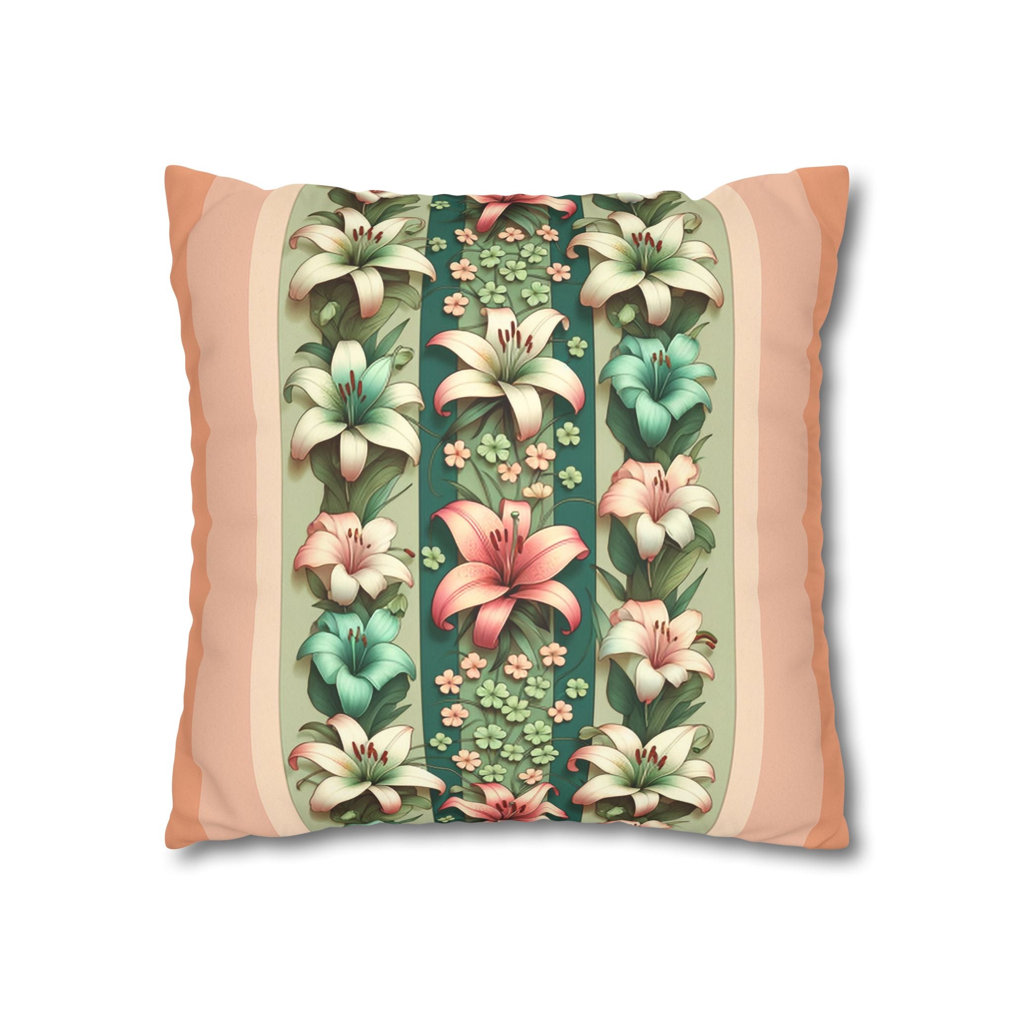 Pastel coloured Lilies - Suede Square Pillowcase