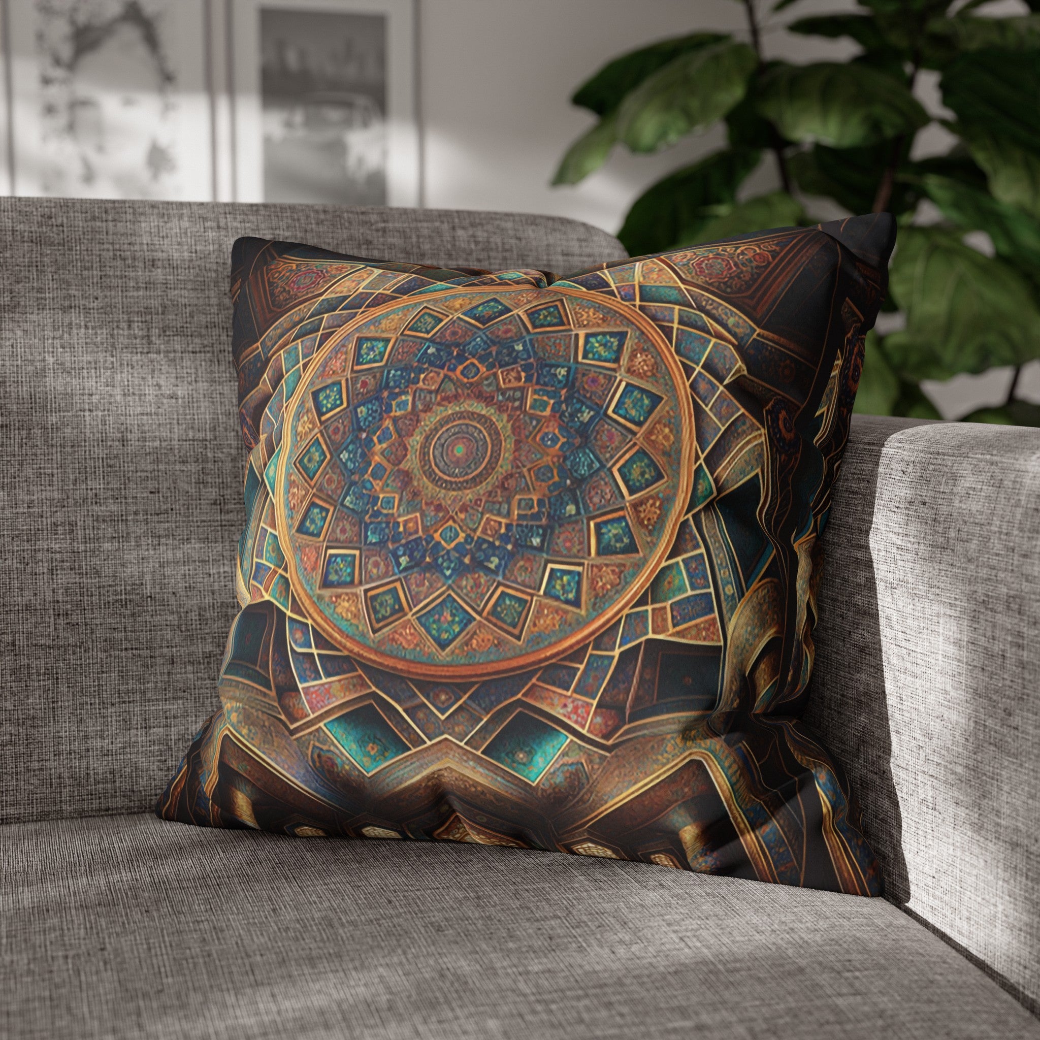 Persian Art (brown-yellow) - Suede Square Pillowcase