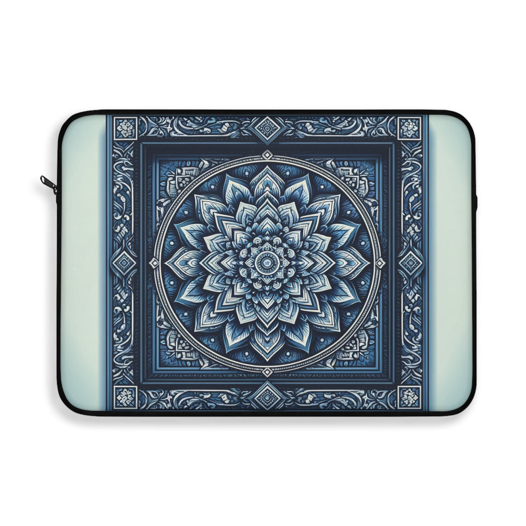 Square, blue and white Mandala - Laptop Sleeve