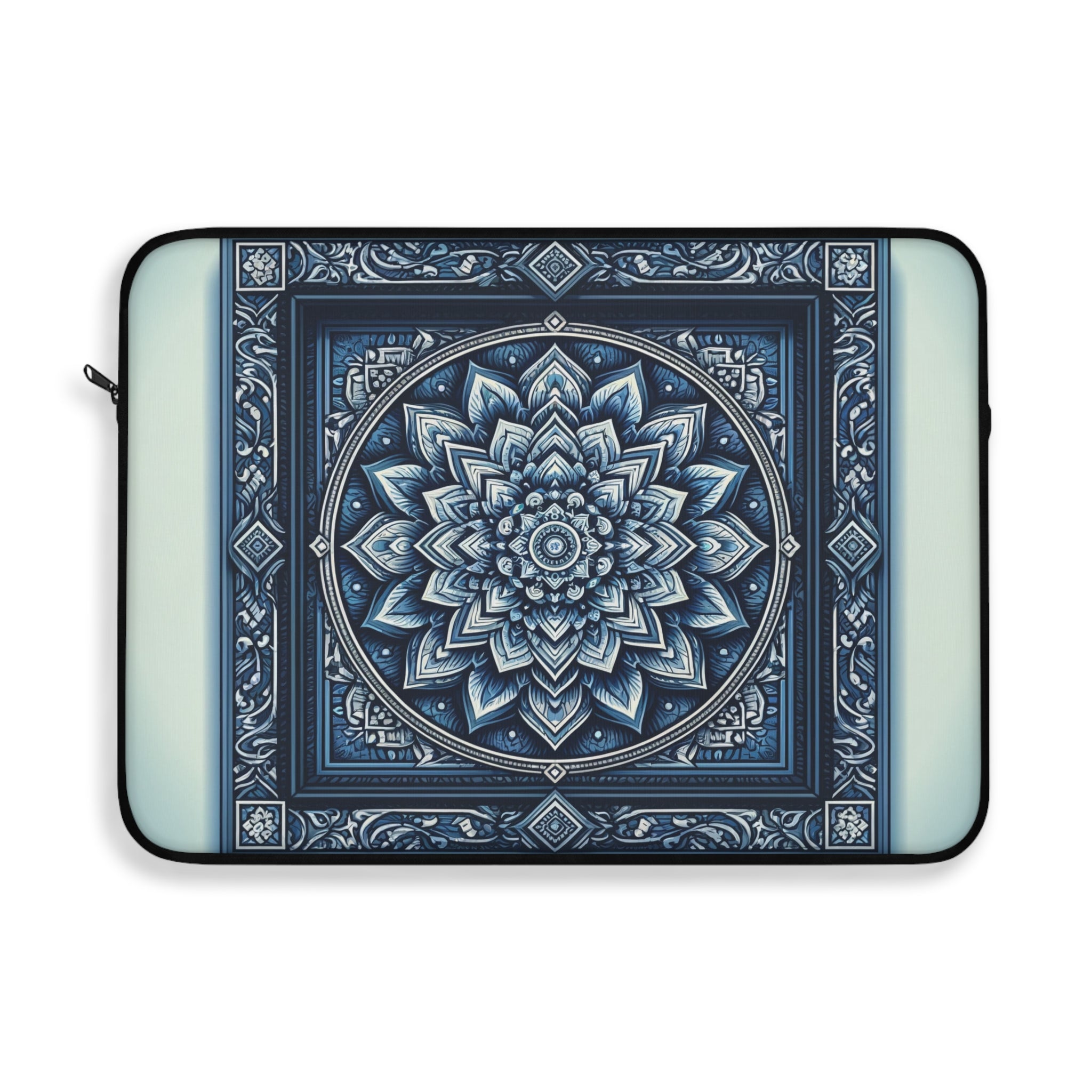 Square, blue and white Mandala - Laptop Sleeve