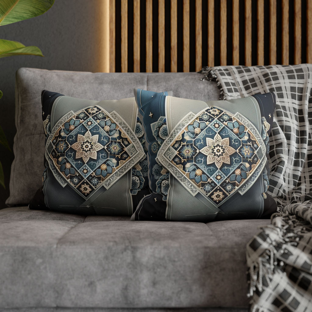 Islamic Art (blue-grey) - Suede Square Pillowcase