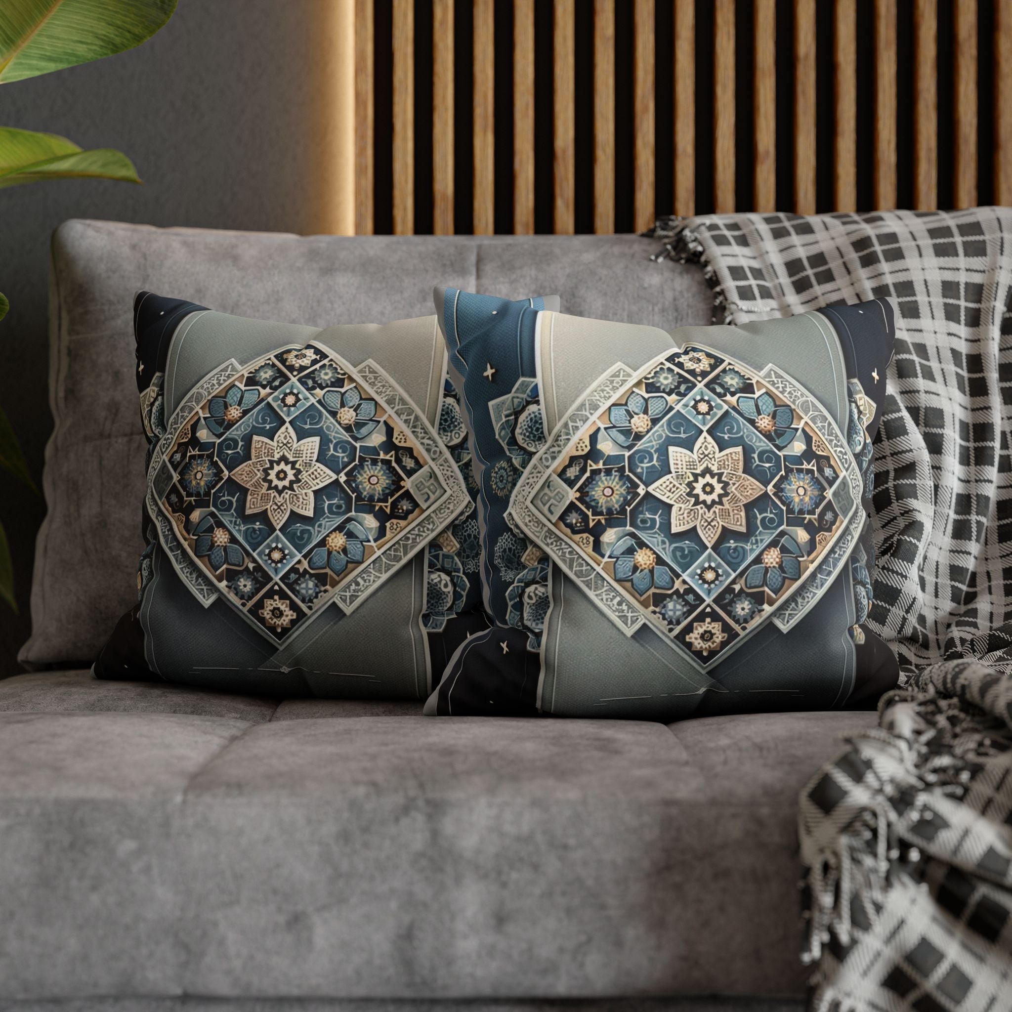 Islamic Art (blue-grey) - Suede Square Pillowcase