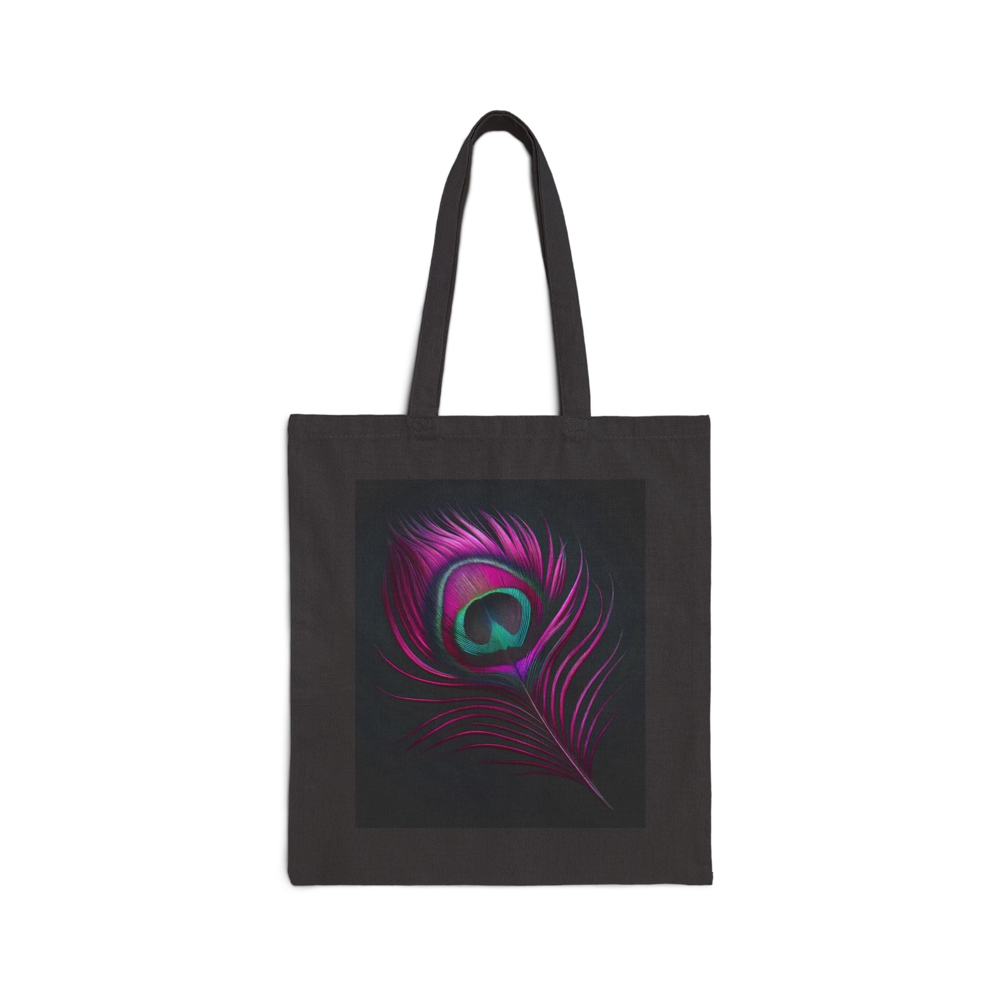 Vibrant Peacock Feather - Cotton Canvas Tote Bag