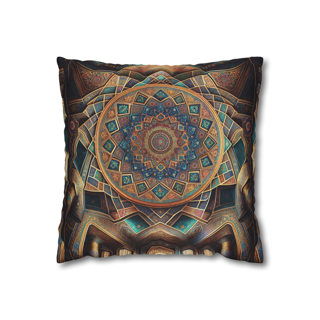 Persian art, brown-blue - Polyester Square Pillowcase
