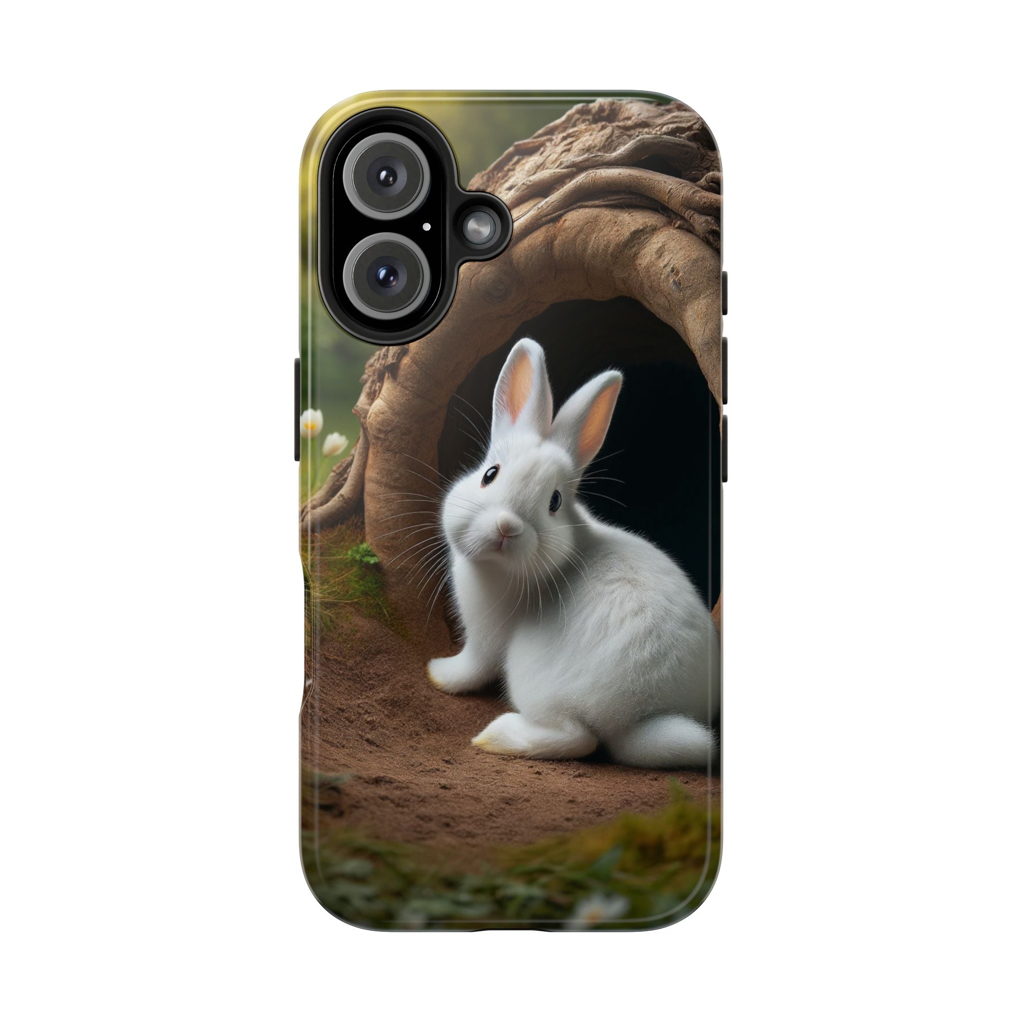 White curious rabbit - Tough Phone Case