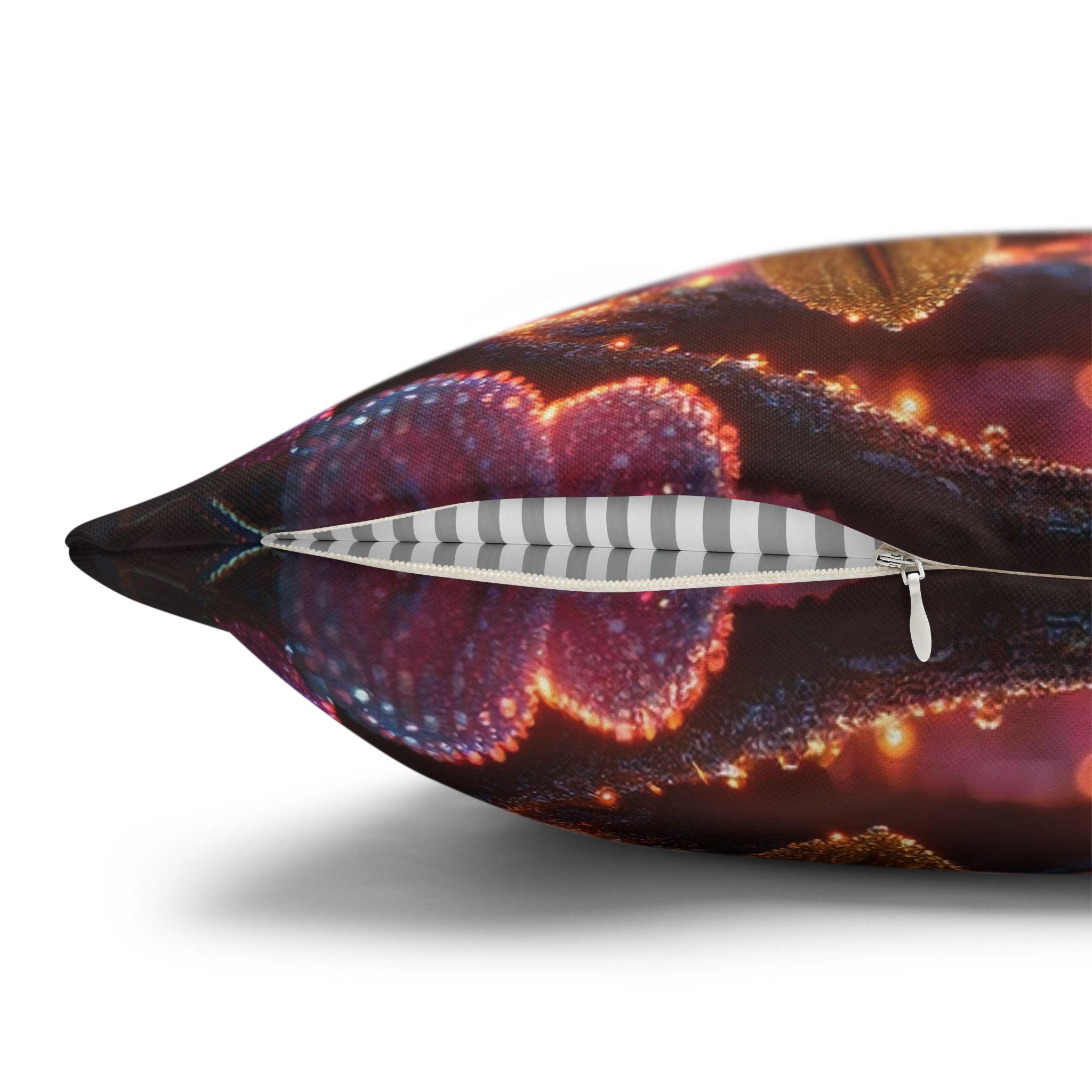 Multiple sized Pink flowers - Polyester Square Pillowcase