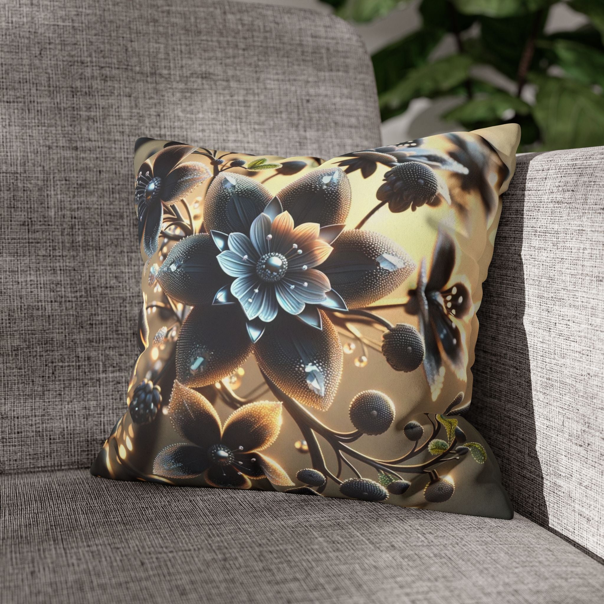 A large black flower - Suede Square Pillowcase