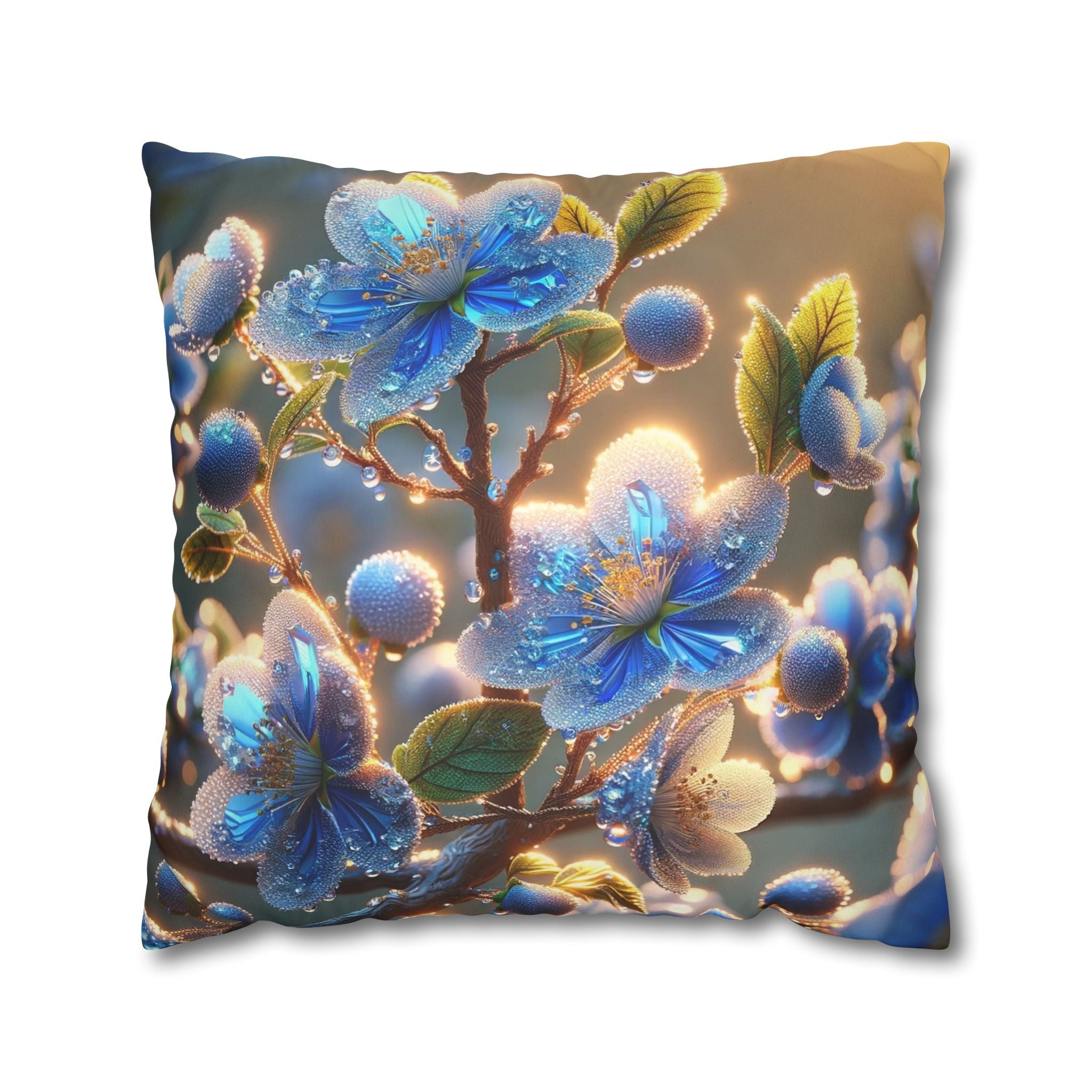 White-blue flowers - Suede Square Pillowcase