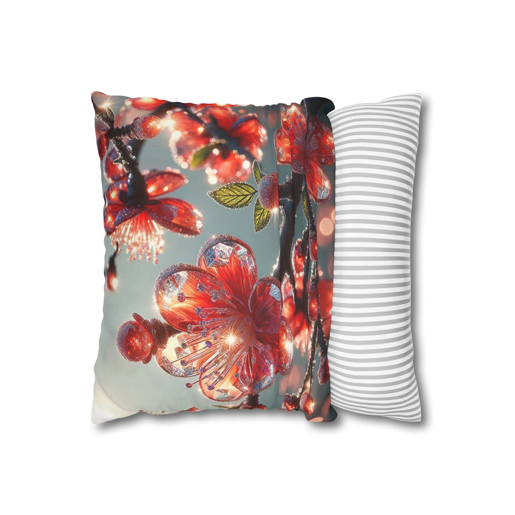 Red diamond flowers (at sunrise) - Suede Square Pillowcase