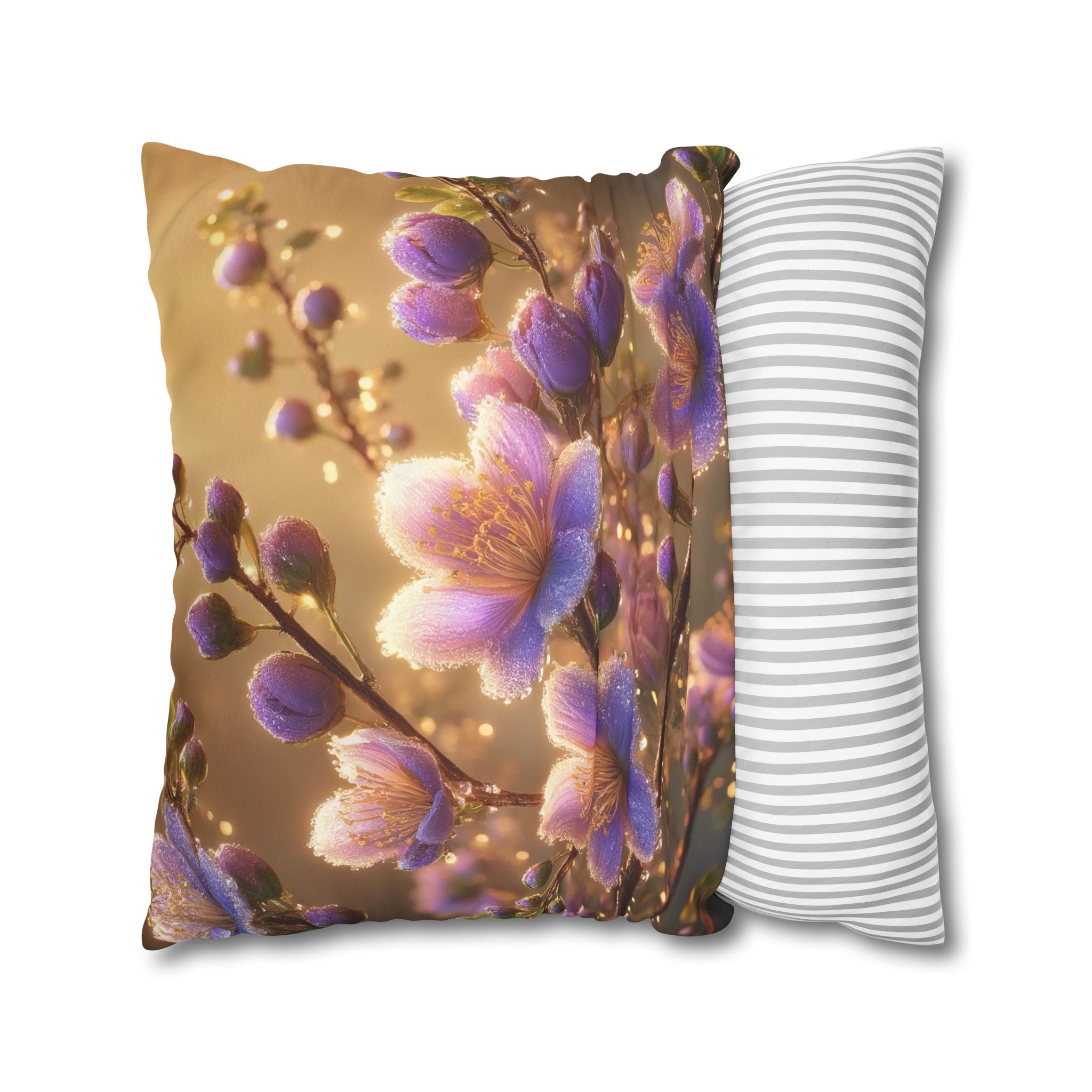 Purple and white flowers - Suede Square Pillowcase