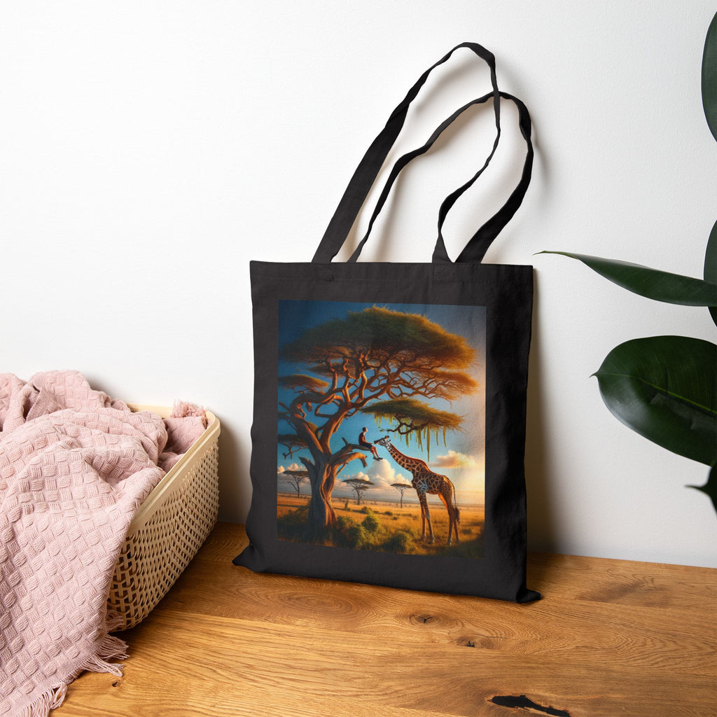 African Sunset Giraffe - Cotton Canvas Tote Bag