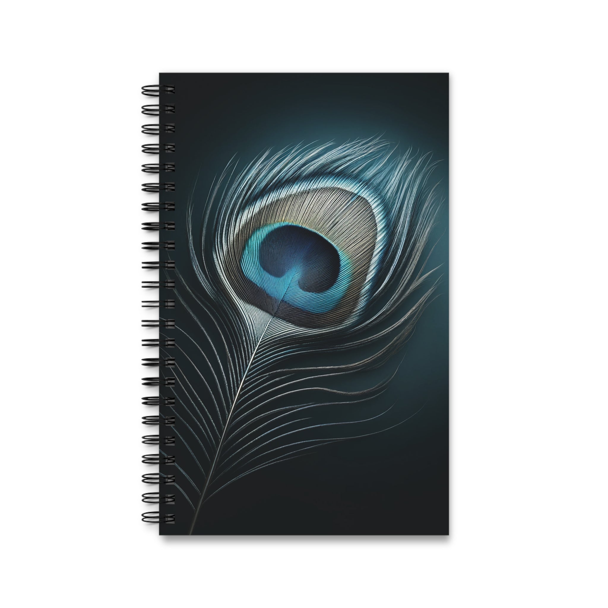 Fantasy Peacock Feather in Silver-blue - Spiral Journal