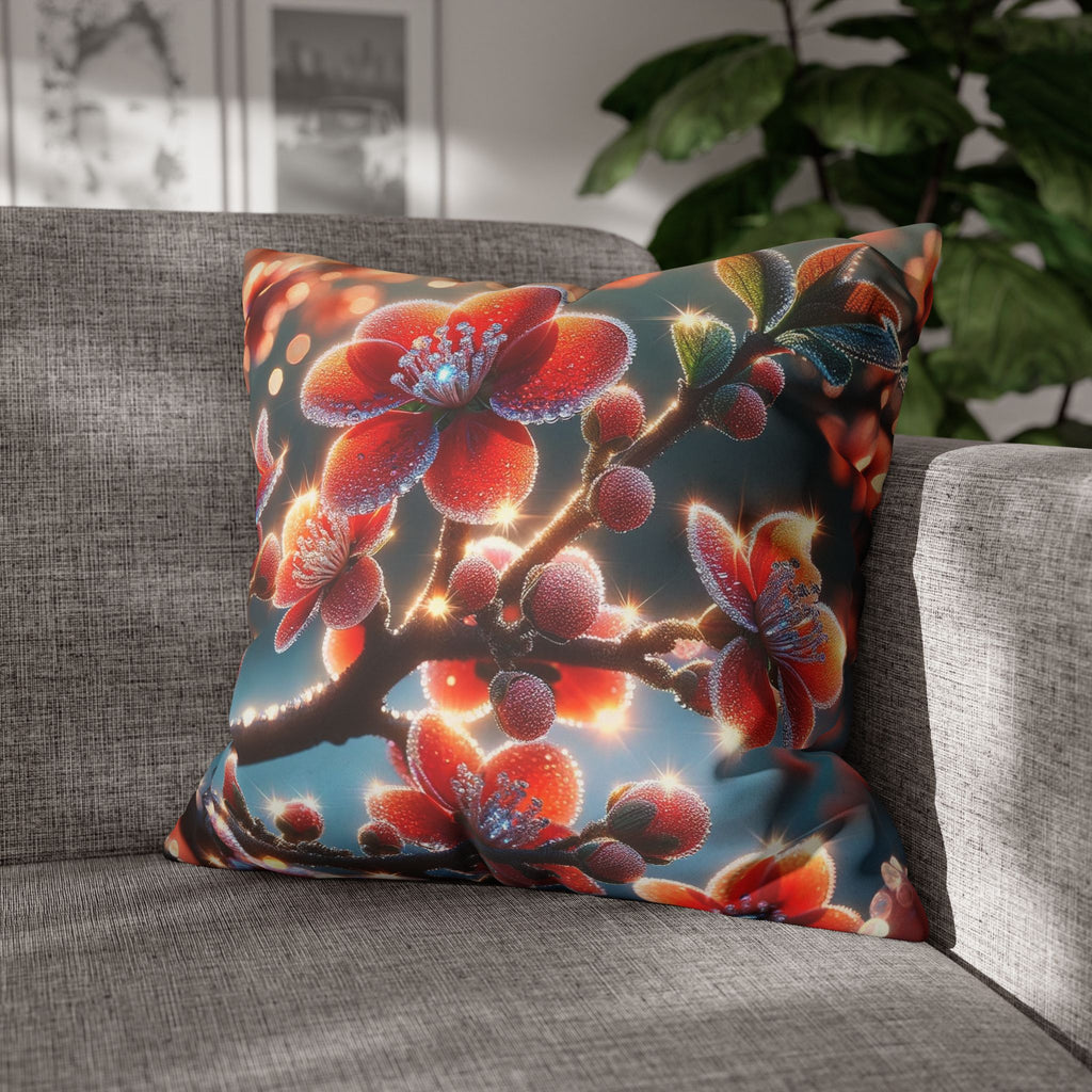 Red diamond flowers (in sun rise) - Suede Square Pillowcase