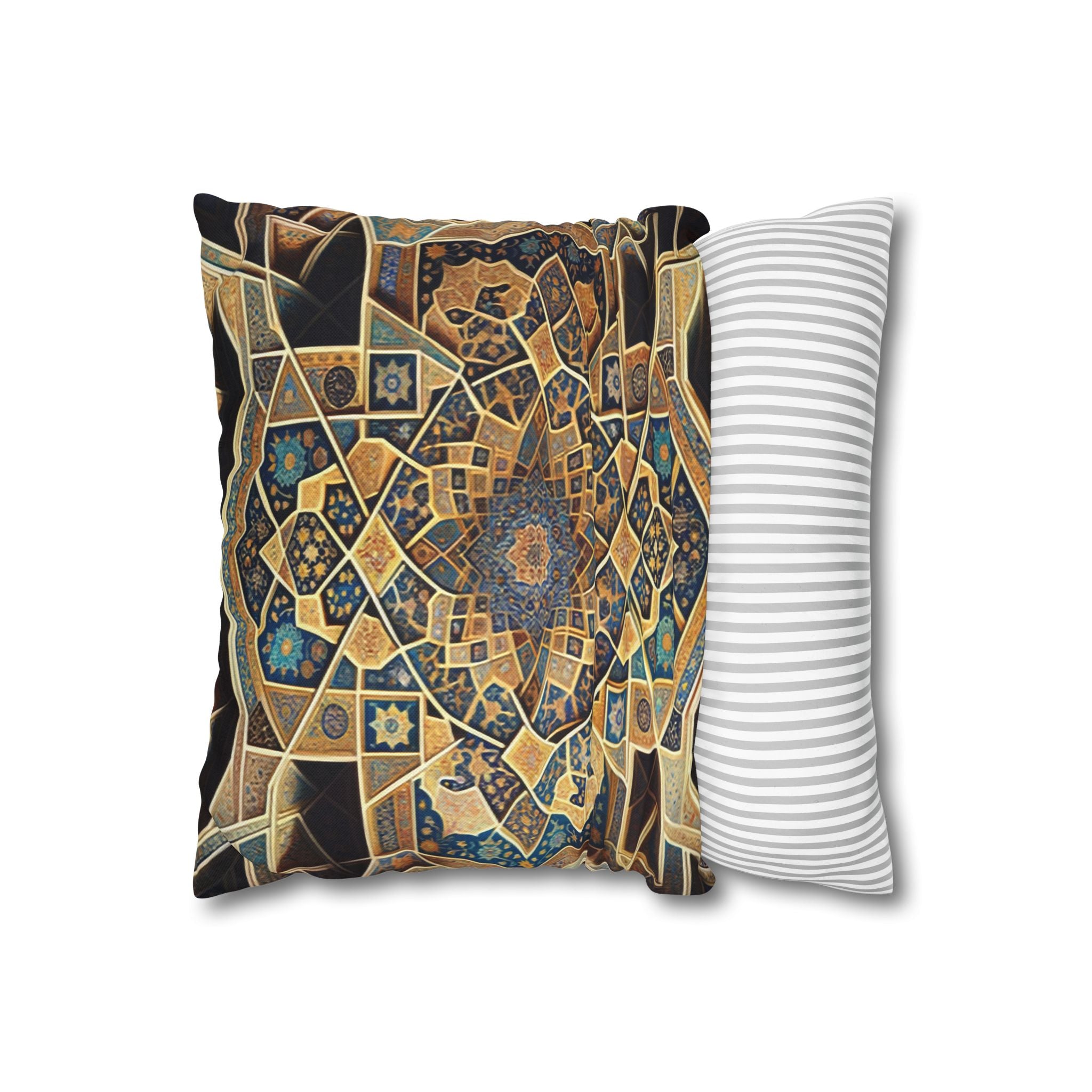 Persian Art, yellow-brown - Polyester Square Pillowcase