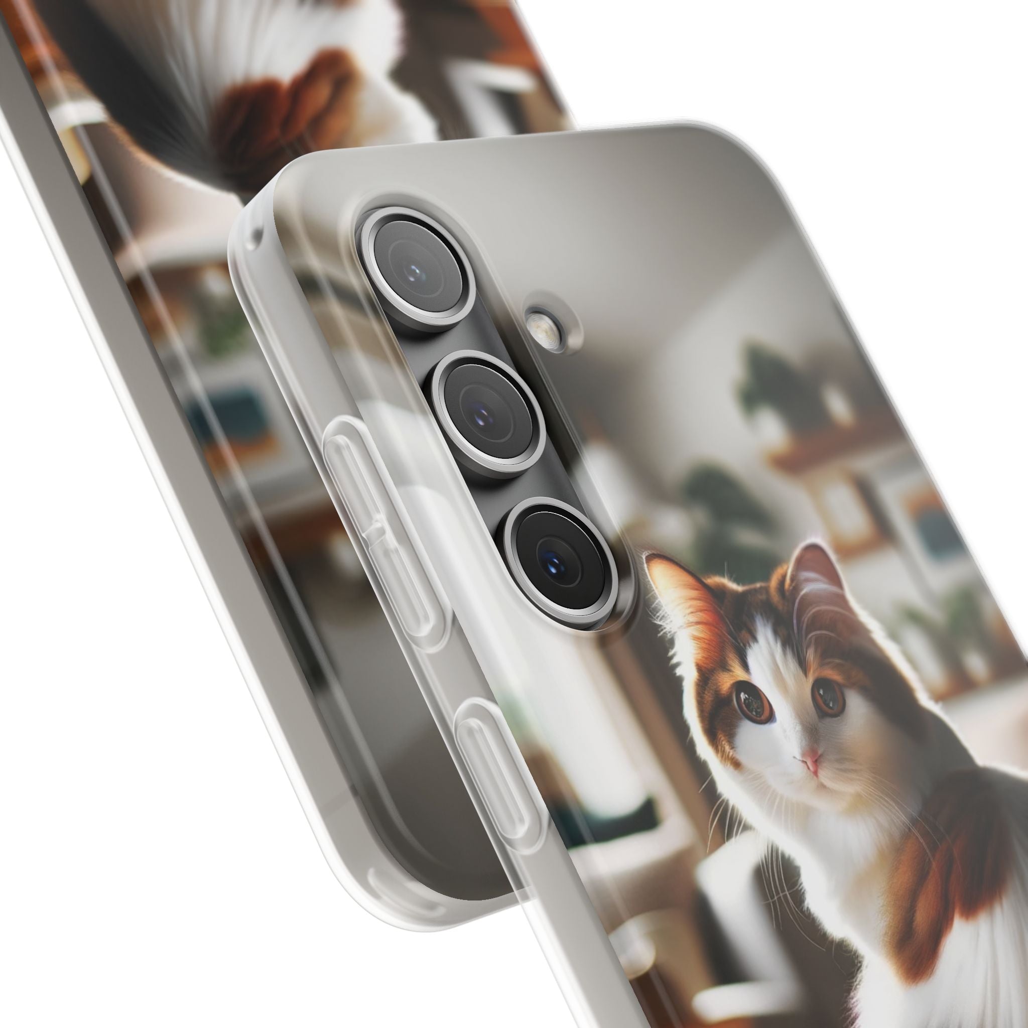 Curious, white-brown cat - Flexi Case (Samsung only)