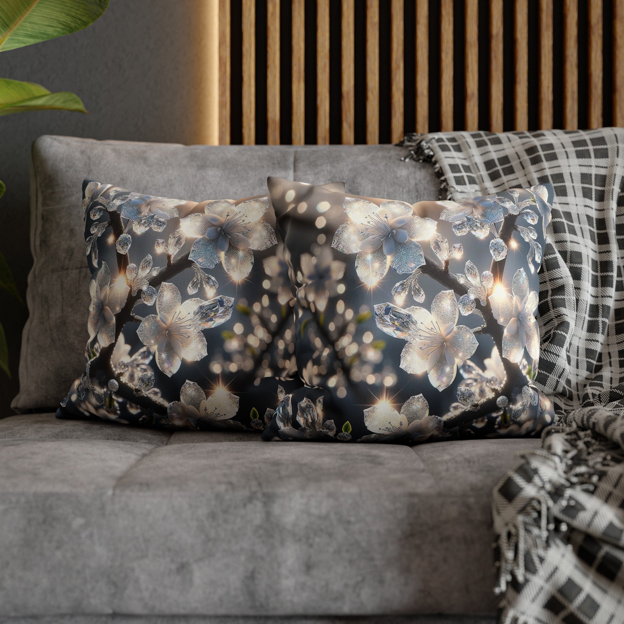 White, diamond flowers (5) - Suede Square Pillowcase