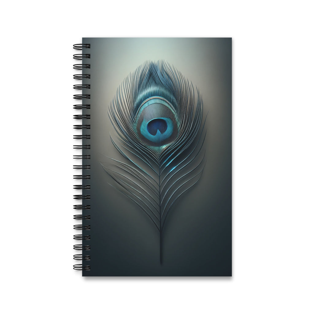 Fantasy Peacock Feather Blue-Silver (2) - Spiral Journal