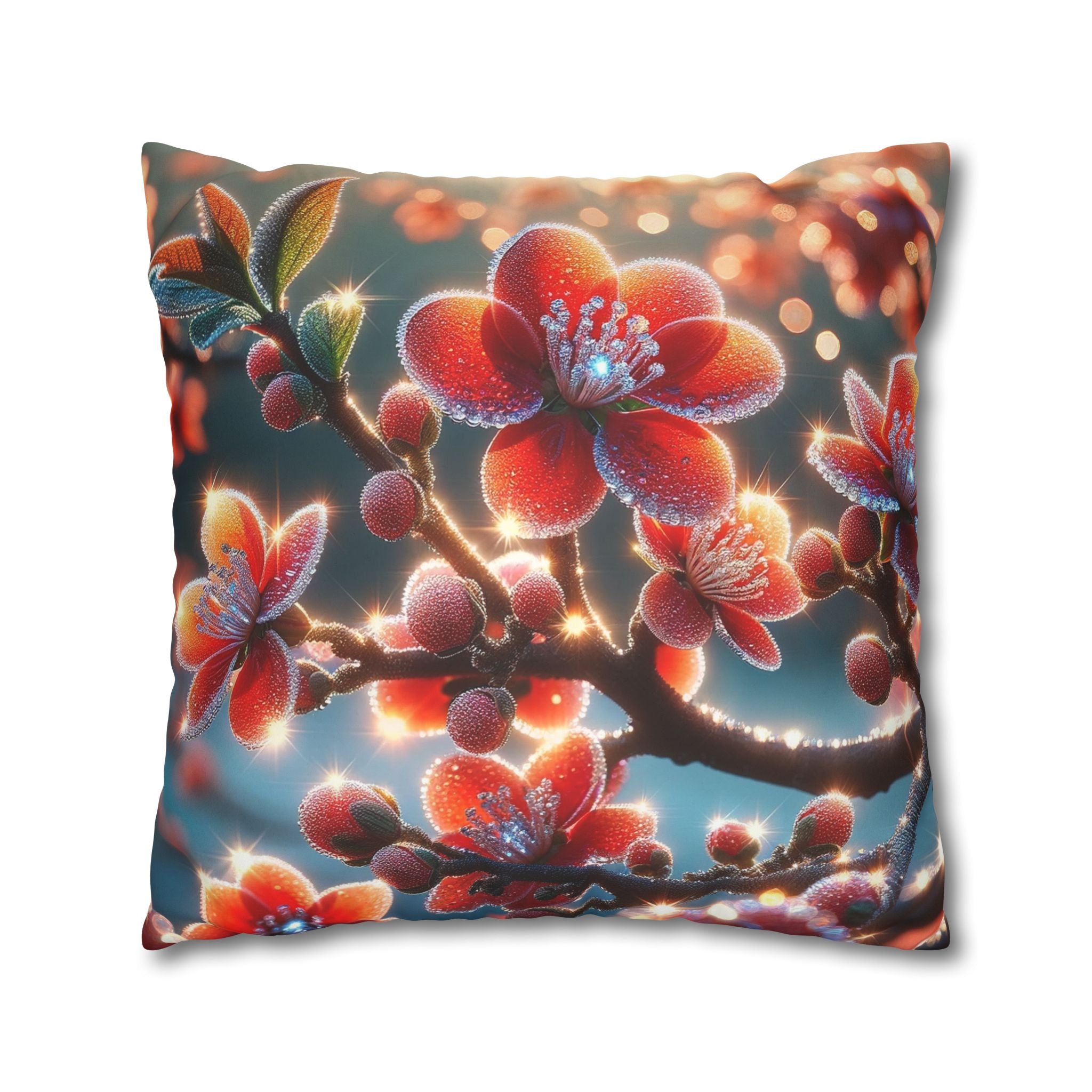 Red diamond flowers (in sun rise) - Suede Square Pillowcase