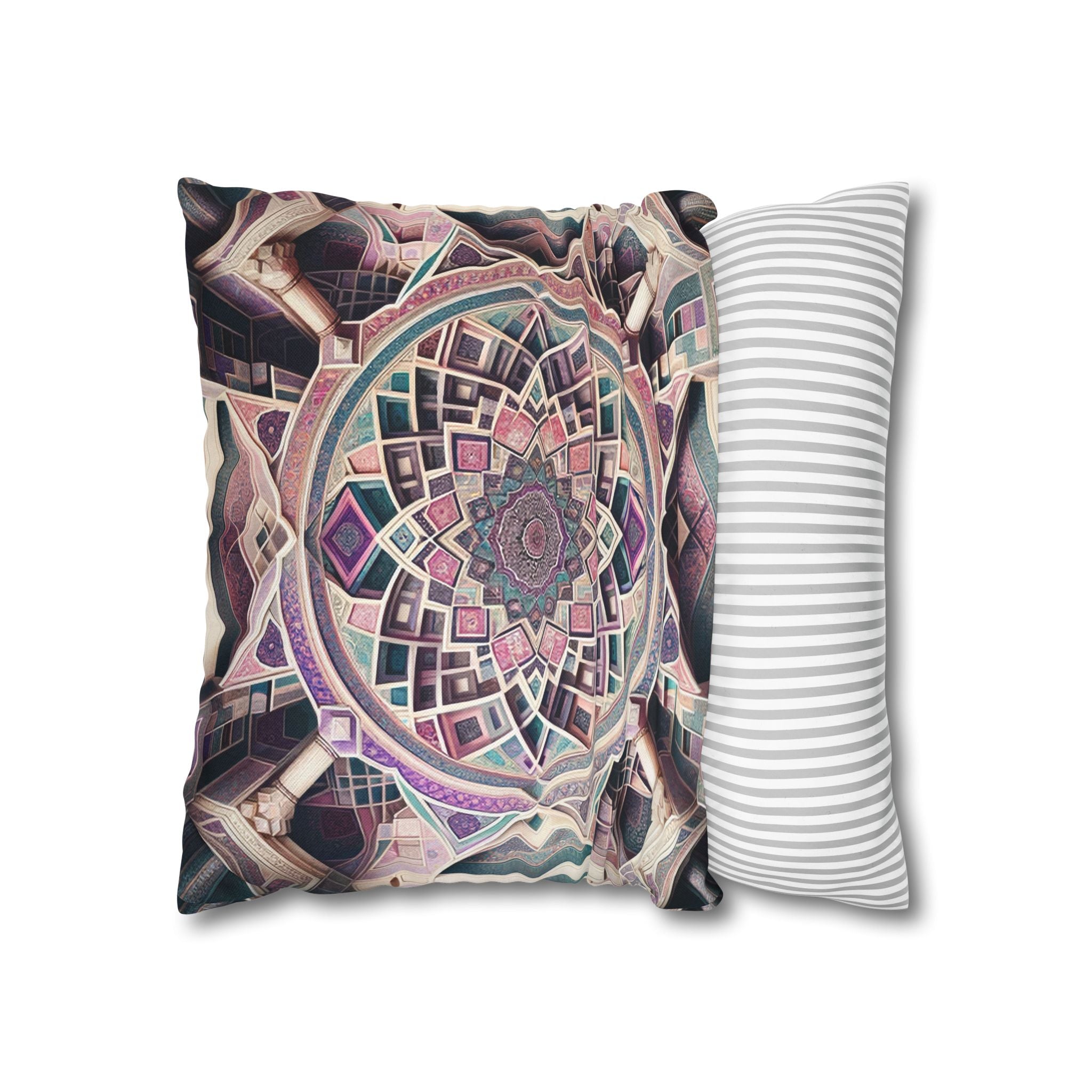 Persian art, grey-pink - Polyester Square Pillowcase