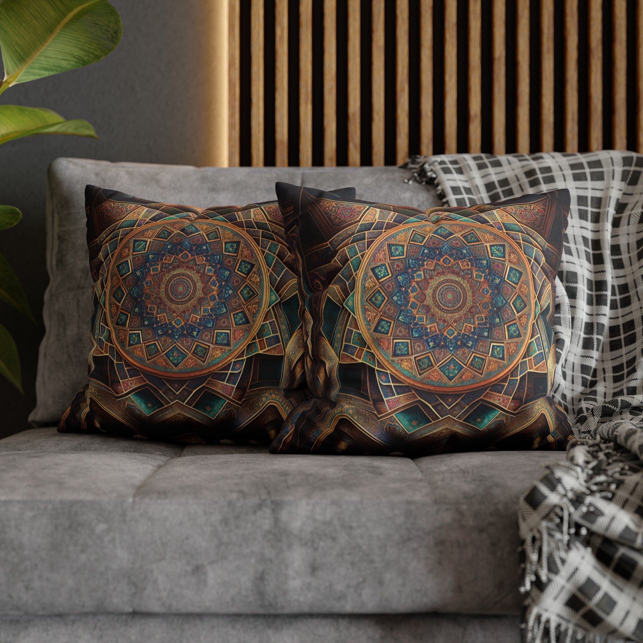 Persian Art (brown-yellow) - Suede Square Pillowcase
