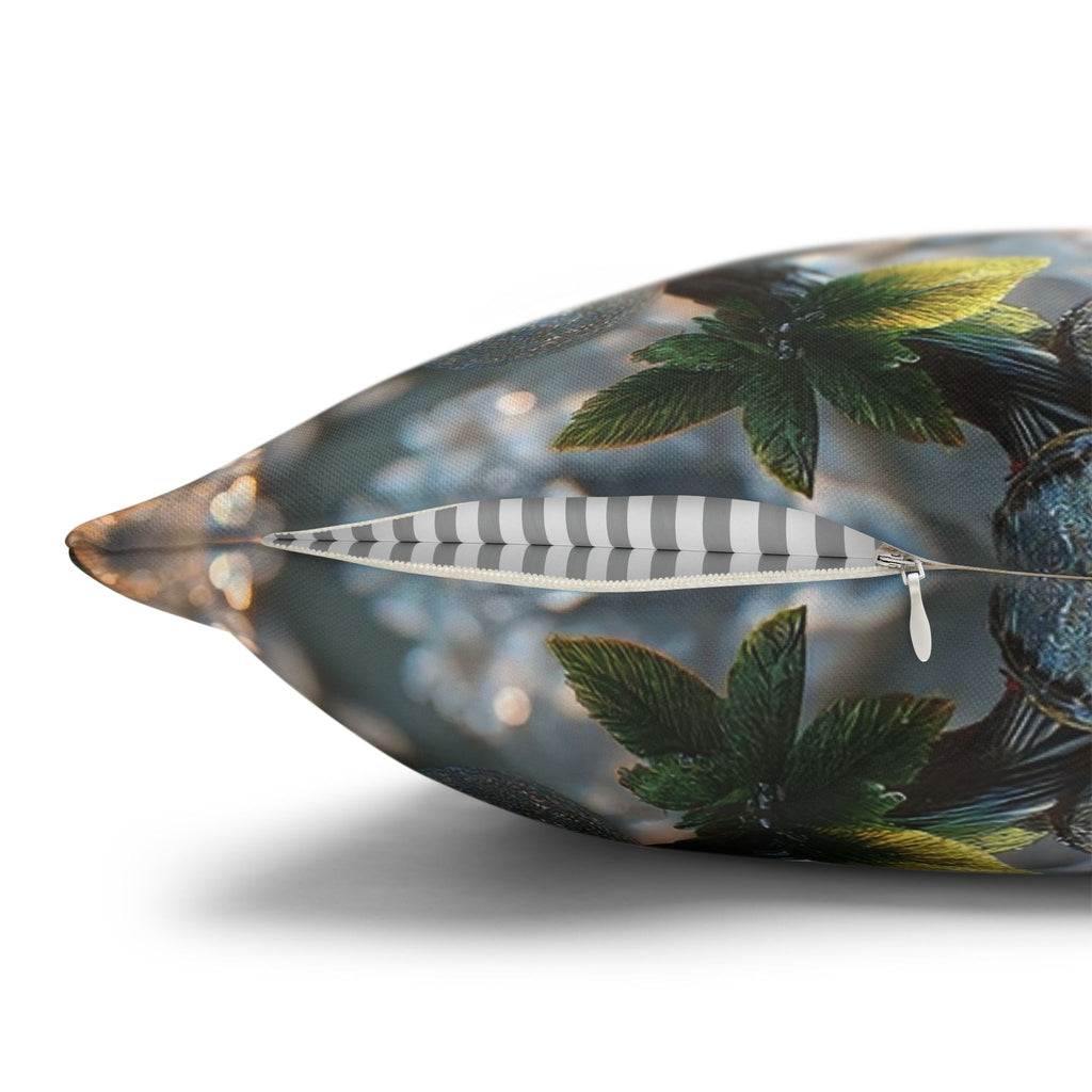 Silver-white diamond flowers - Polyester Square Pillowcase