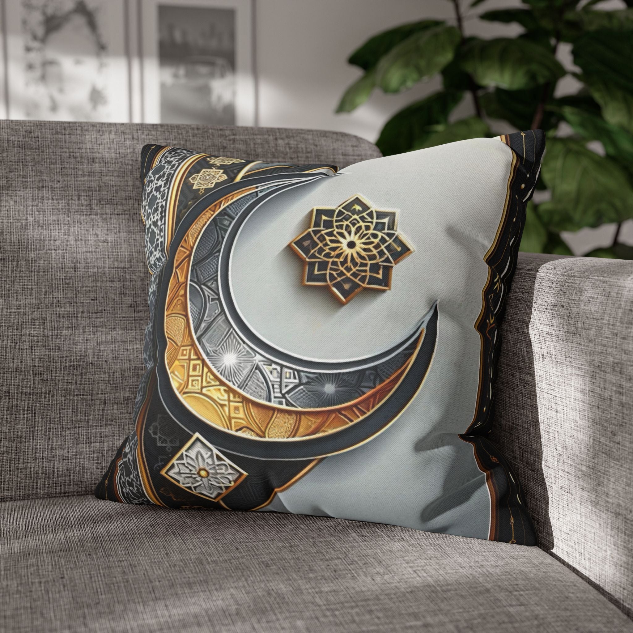 Islamic Art, moon and star  - Polyester Square Pillowcase