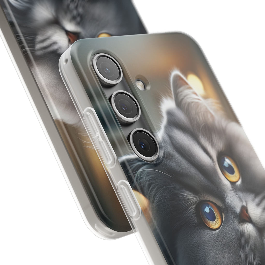 Curious, grey cat - Flexi Case (Samsung only)
